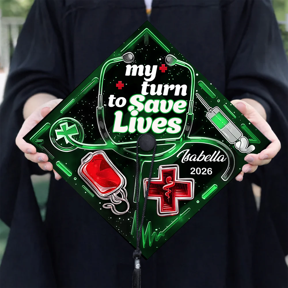 Custom Name My Turn To Save Lives - Doctors, Nurses Graduation Cap Topper LM32 899301 - Image 5