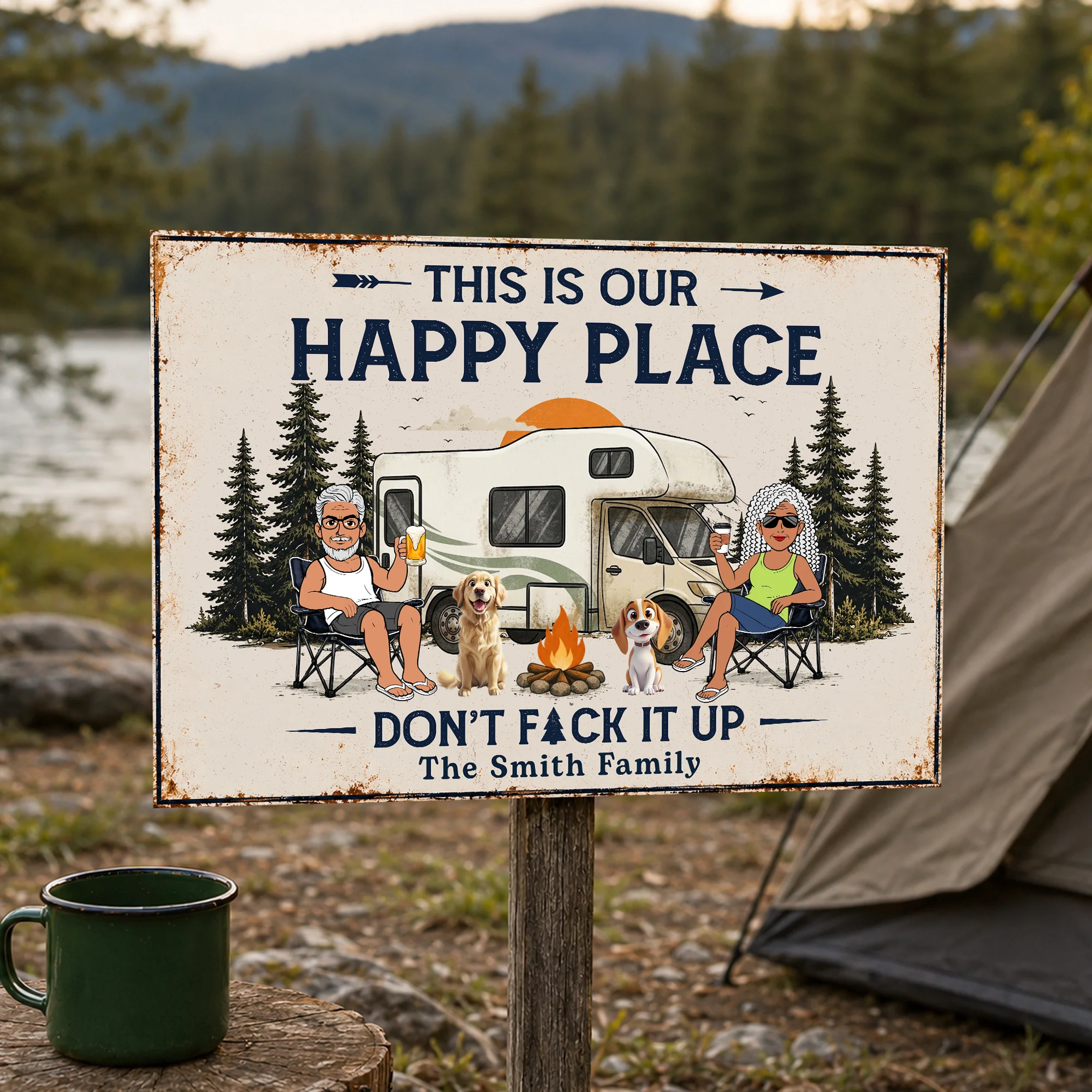 Custom  Name This Is Our Happy Place - Don't F*ck It Up Camping Metal Sign LM32 669463 - Image 3