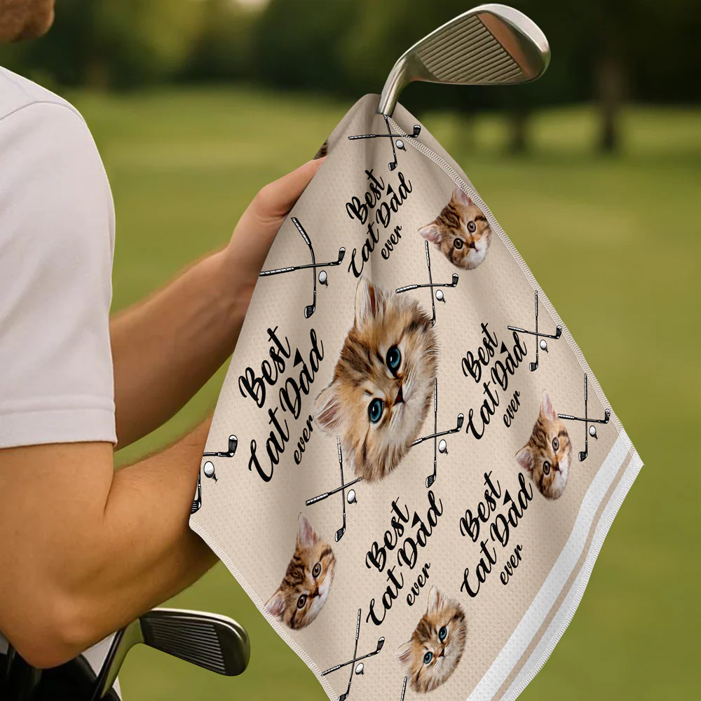Custom Pet Photo Best Dog Dad Ever For Golf Loving Golf Towel LM32 893651 - Image 6