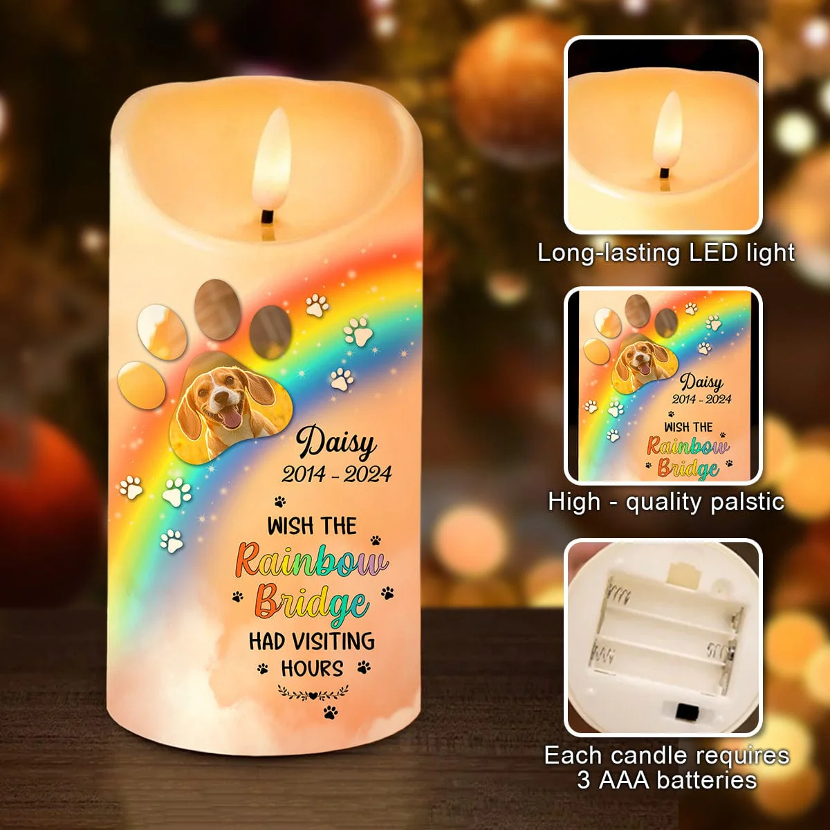 Custom Photo A Piece Of My Heart Miss You Memorial LED Candle HA75 891949 - Image 4