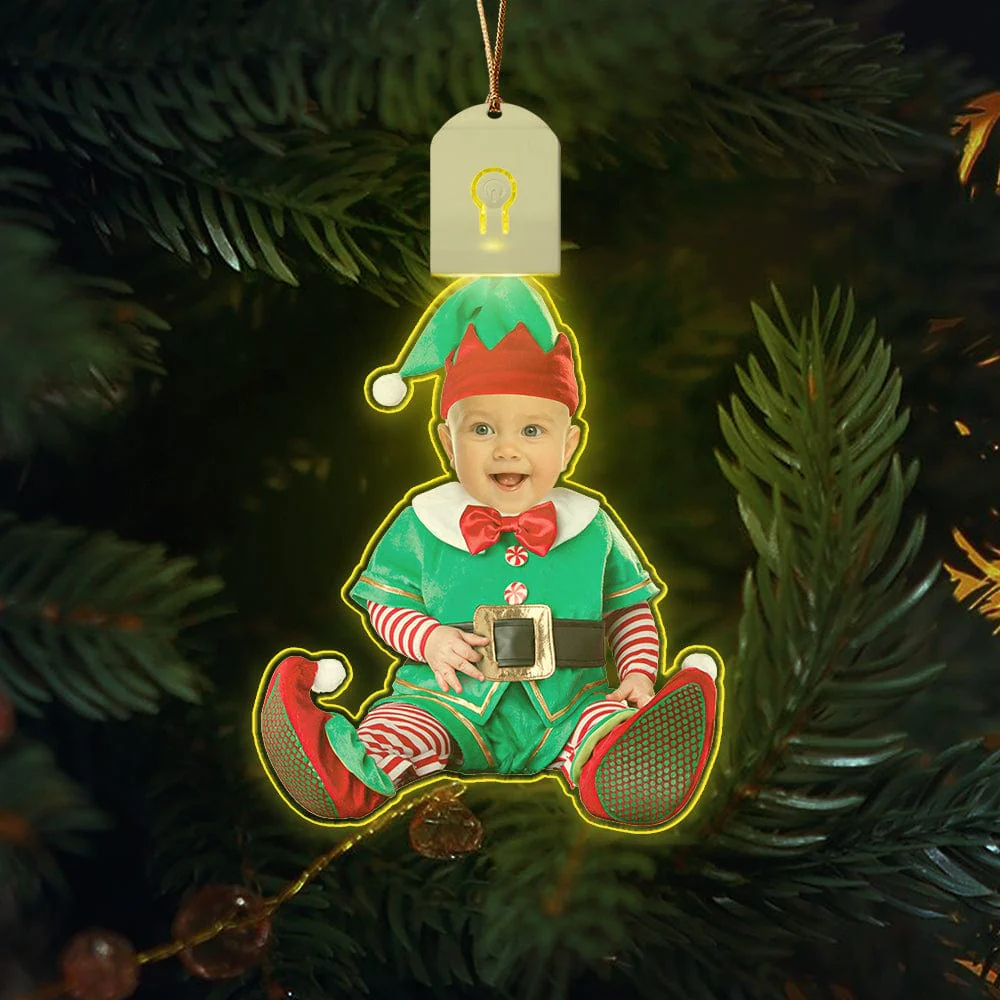 Custom Photo Adorable Newborn Baby Elf Led Acrylic Ornament HA75 891881 - Image 2