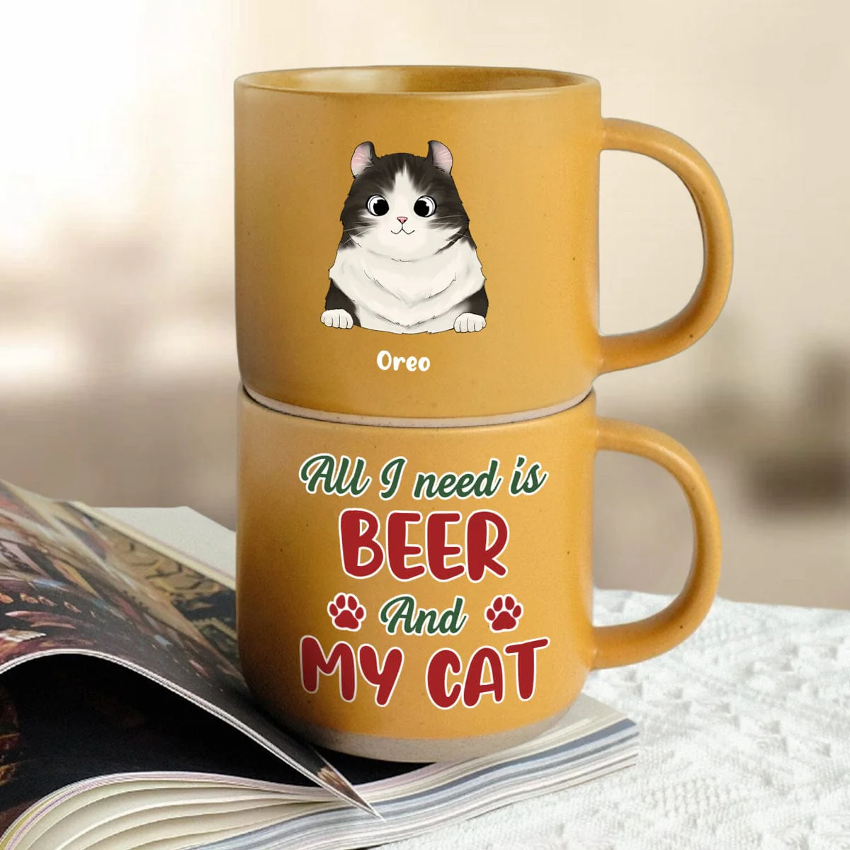 Custom Photo All I Need Is My Cat Pottery Mug TH10 891871 - Image 5