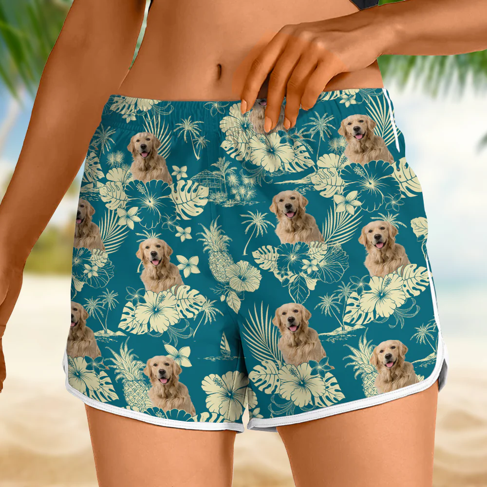 Custom Photo Aloha Hawaiian Dog Women's Beach Short For Summer LM32 893515 - Image 4