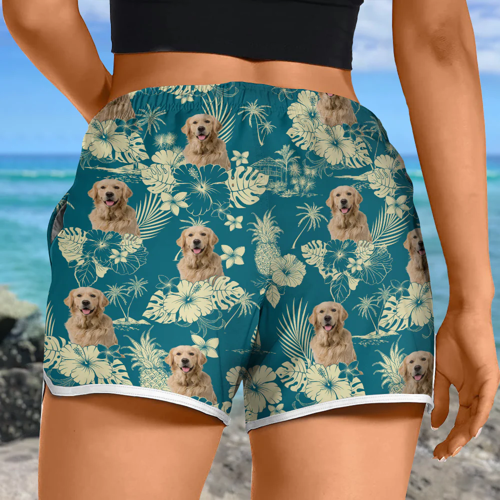 Custom Photo Aloha Hawaiian Dog Women's Beach Short For Summer LM32 893515 - Image 7