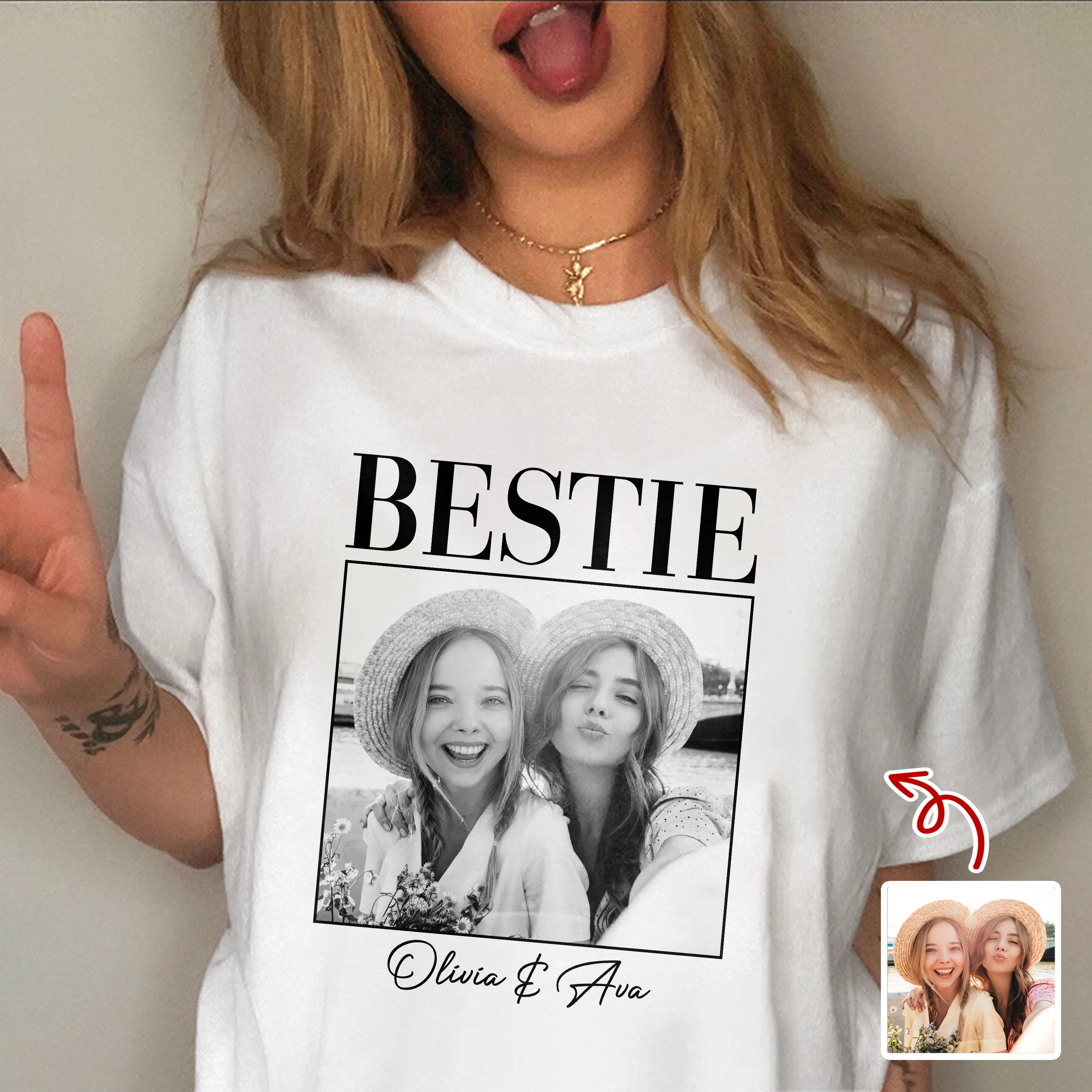 Custom Photo and Name Bestie Vintage Comfort Shirt For Best Friend LM32 895509 - Image 3
