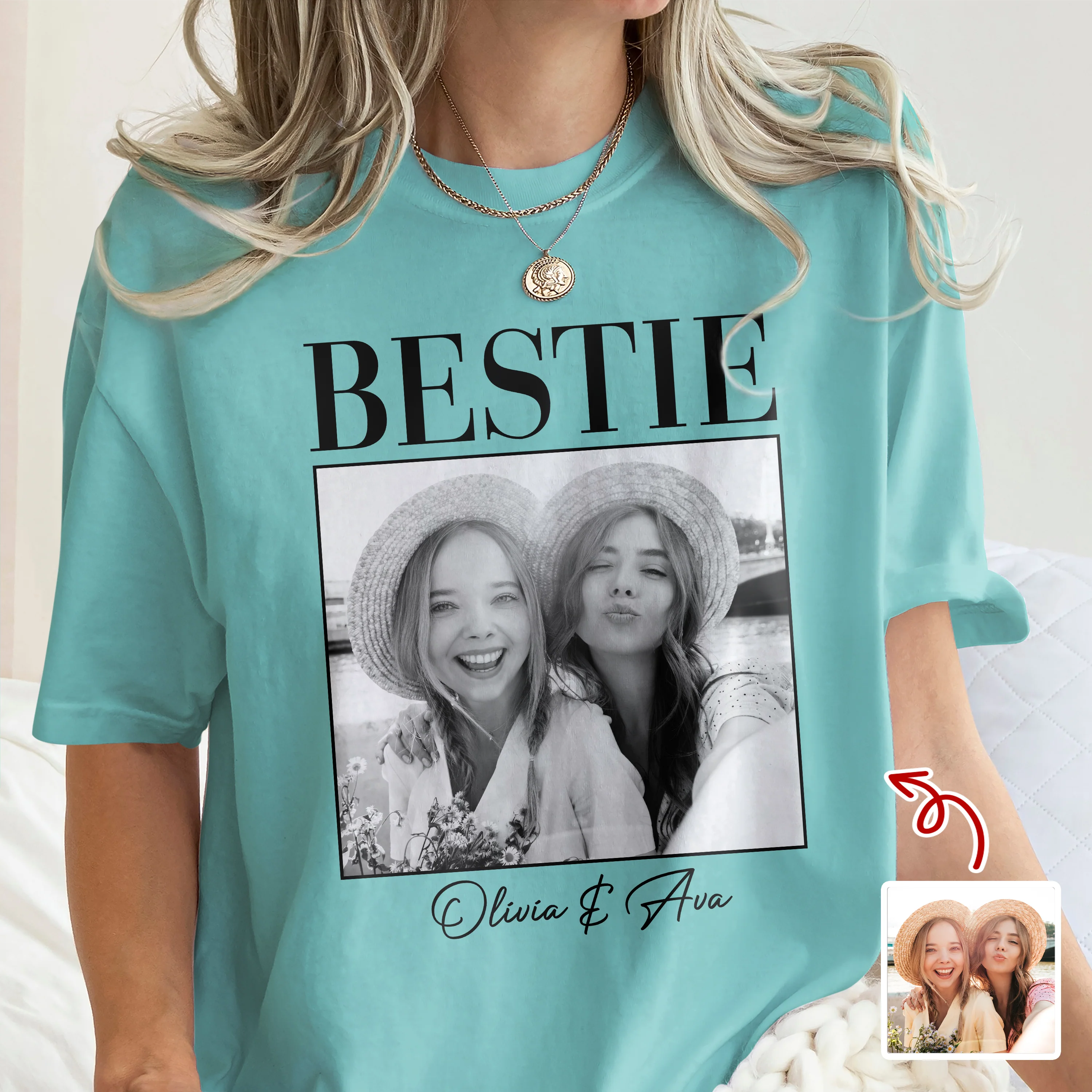 Custom Photo and Name Bestie Vintage Comfort Shirt For Best Friend LM32 895509 - Image 6