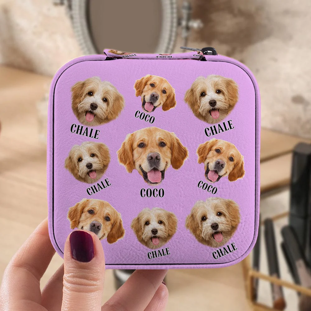 Custom Photo And Name Cute Dogs Flannel Design Jewelry Travel Box HA75 891823 - Image 2