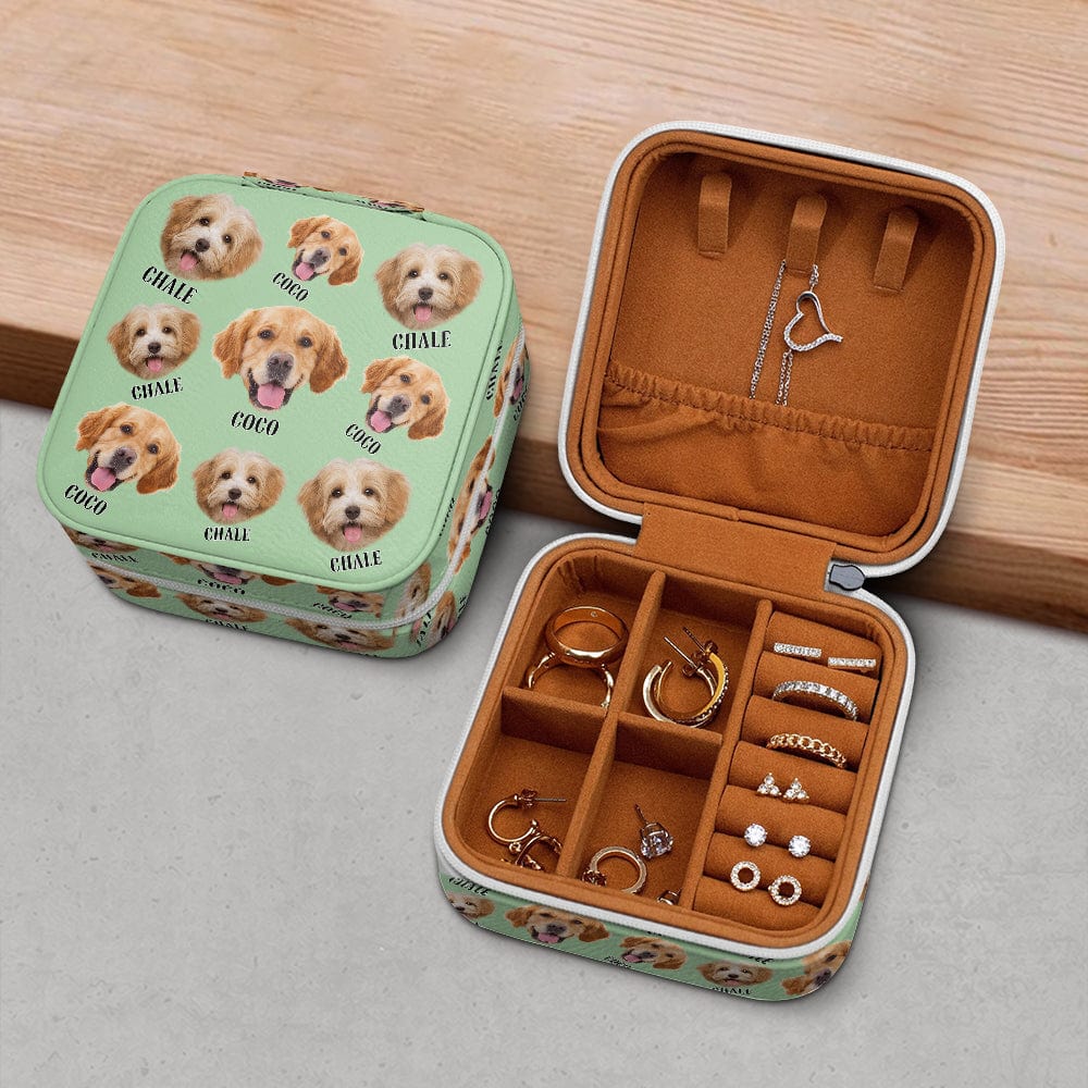 Custom Photo And Name Cute Dogs Flannel Design Jewelry Travel Box HA75 891823 - Image 3