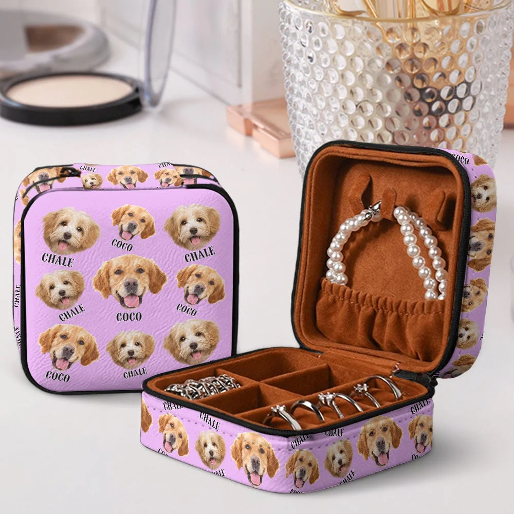 Custom Photo And Name Cute Dogs Flannel Design Jewelry Travel Box HA75 891823 - Image 4