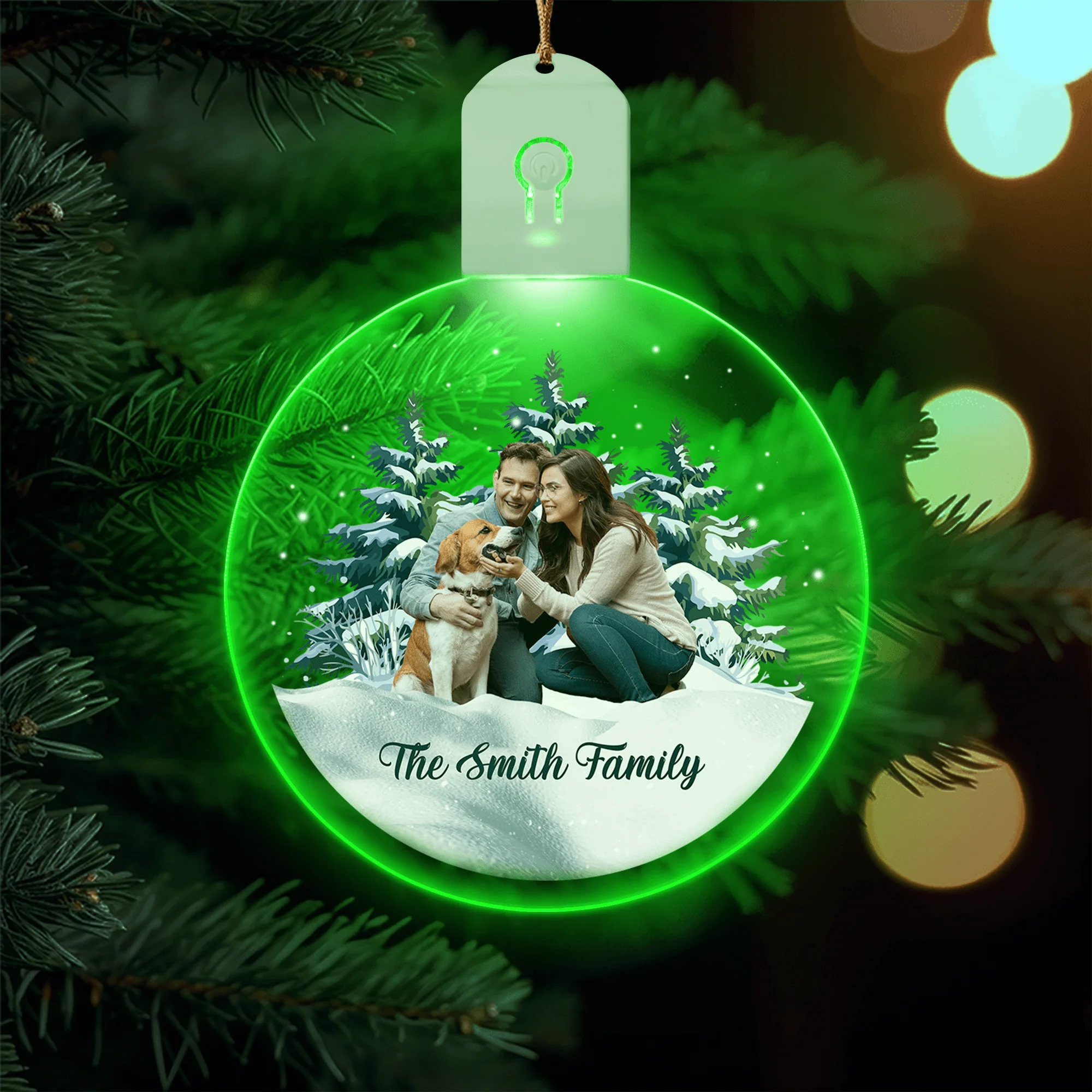 Custom Photo and Name Family with Pet Led Acrylic Ornament HA75 891853 - Image 6