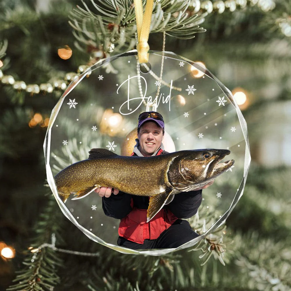 Custom Photo and Name For Fishing Lovers, Christmas Glass Ornament HA75 891777