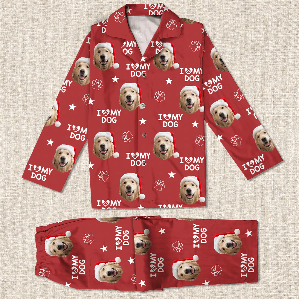 Custom Photo and Name I Love My Dog Pajamas N369 891787 - Image 2