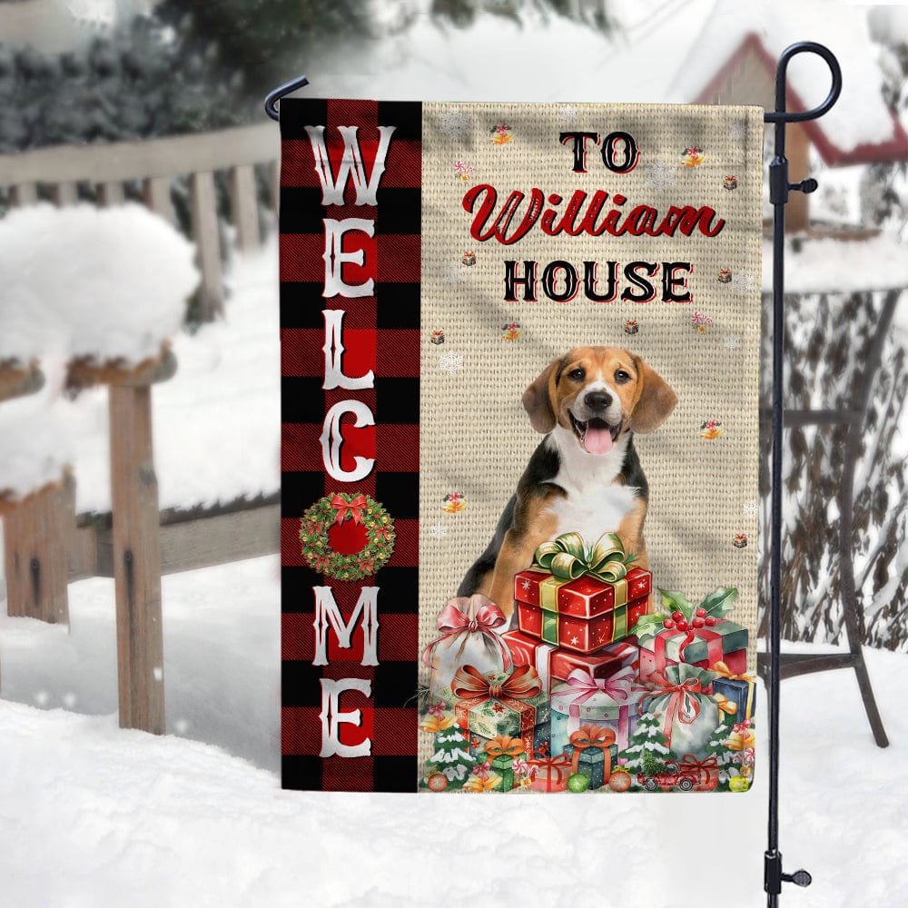 Custom Photo and Name Welcome To The Dog House Christmas Garden Flag TH10 891775