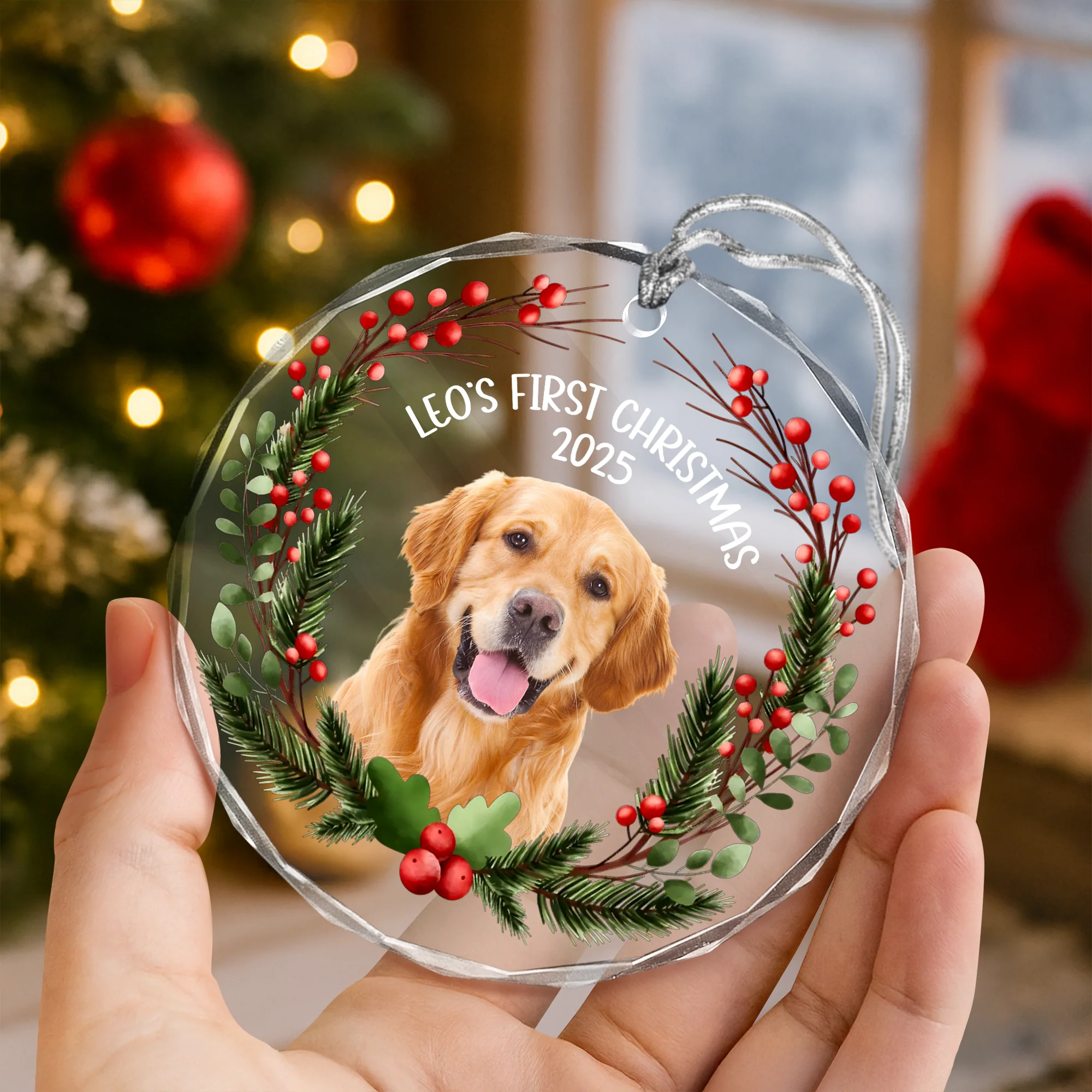 Custom Photo Baby Dog First Christmas 2025 Glass Ornament For Dog Lovers LM32 897103 - Image 5