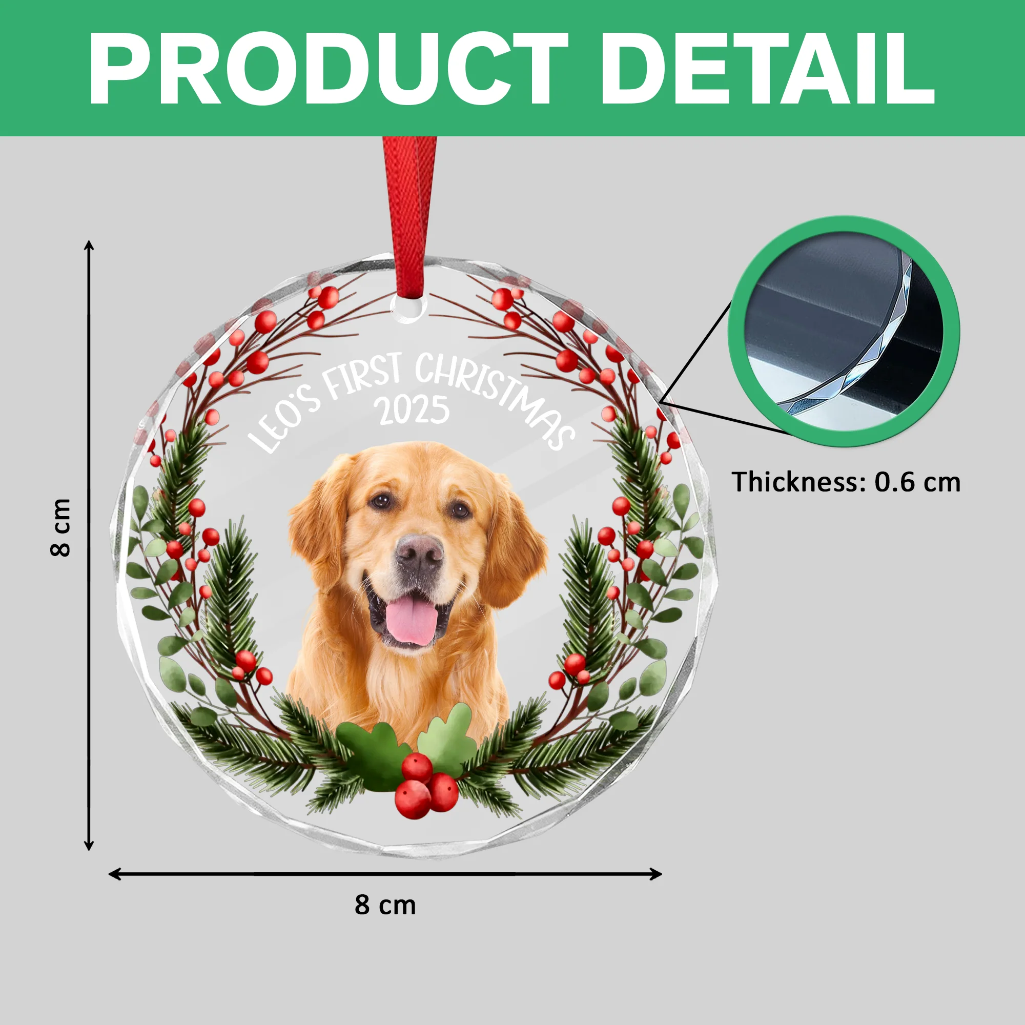 Custom Photo Baby Dog First Christmas 2025 Glass Ornament For Dog Lovers LM32 897103 - Image 8