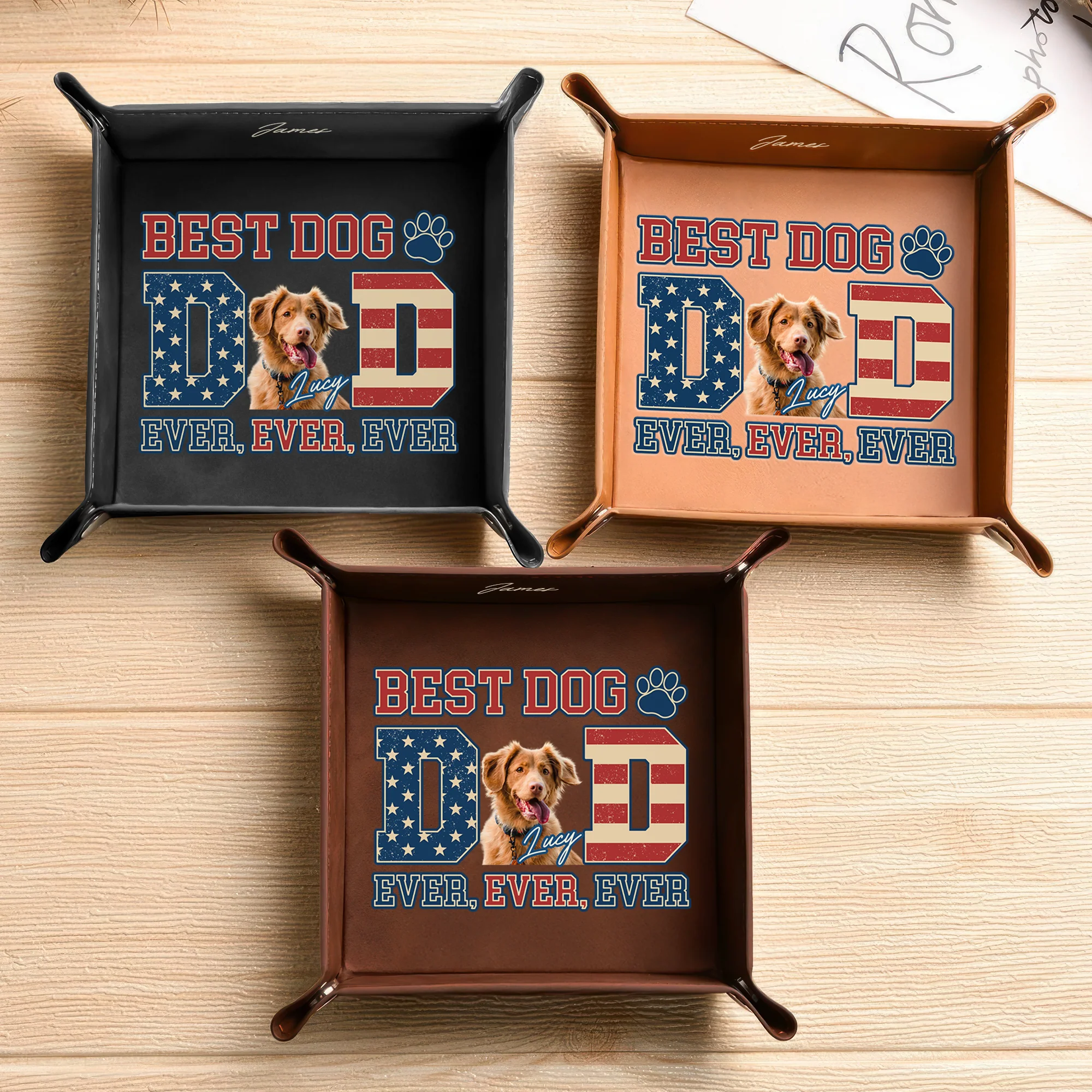 Custom Photo Best Dog Dad Ever Ever Ever Leather Valet Tray LM32 893613 - Image 3