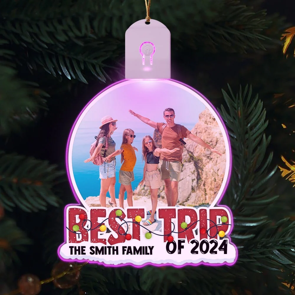 Custom Photo Best Trip Of 2024 Christmas Led Acrylic Ornament HA75 891939 - Image 2