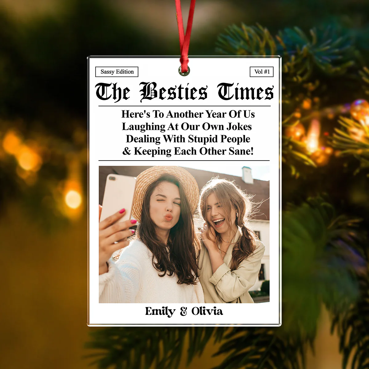 Custom Photo Bestie Time Here's To Another Year Of Us Newspaper Acrylic Ornament LM32 895435 - Image 7
