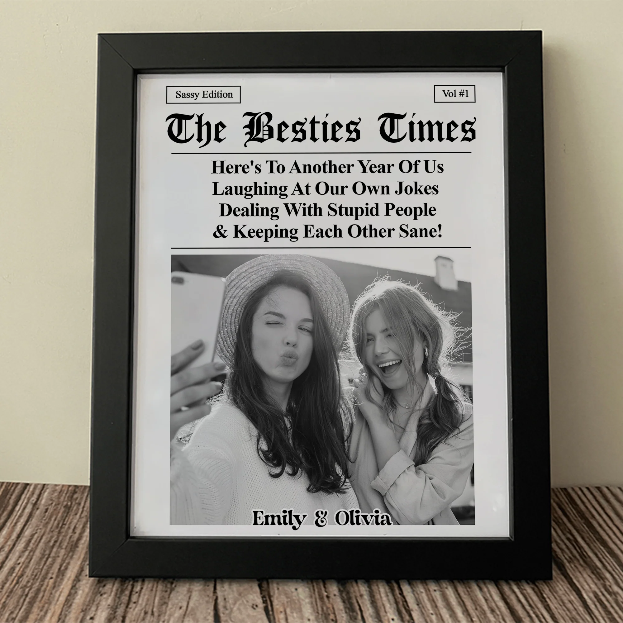Custom Photo Bestie Time Here's To Another Year Of Us Newspaper Picture Frame LM32 895437 - Image 2