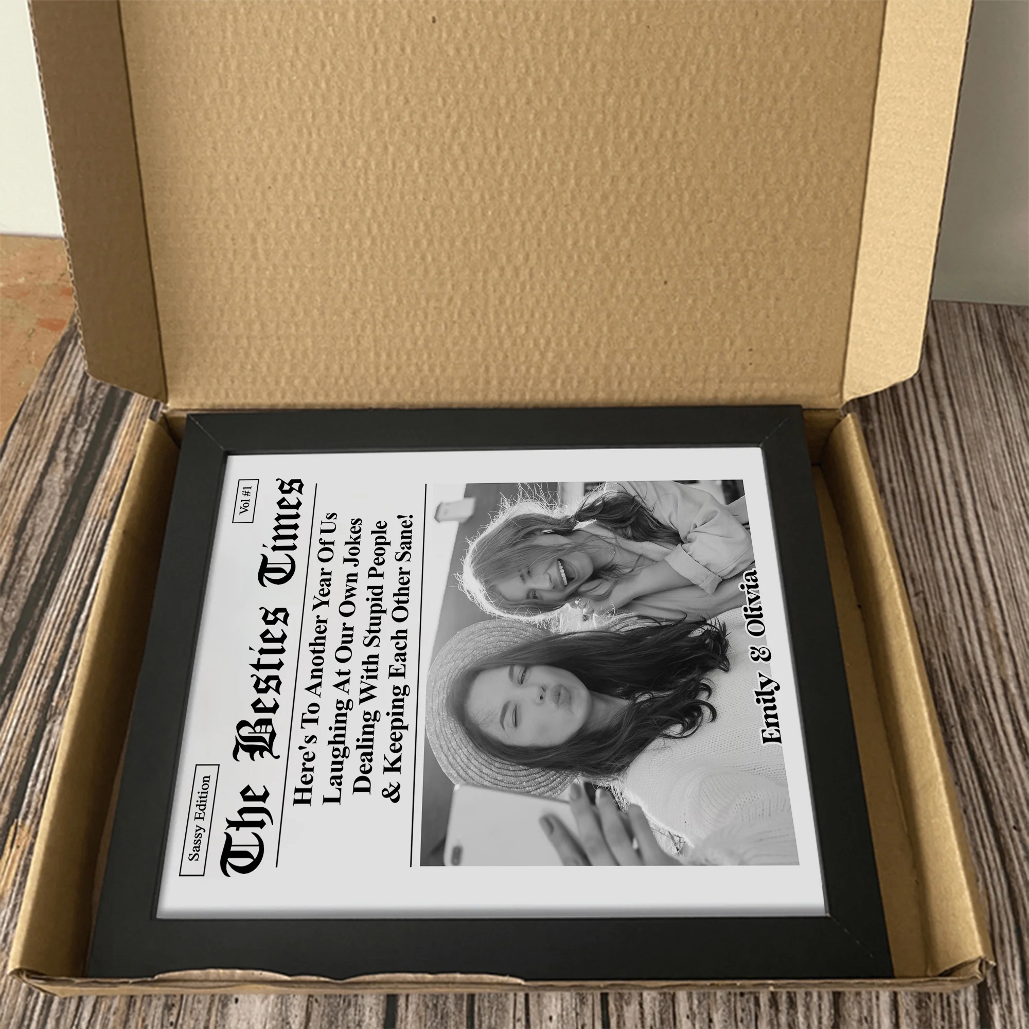 Custom Photo Bestie Time Here's To Another Year Of Us Newspaper Picture Frame LM32 895437 - Image 4