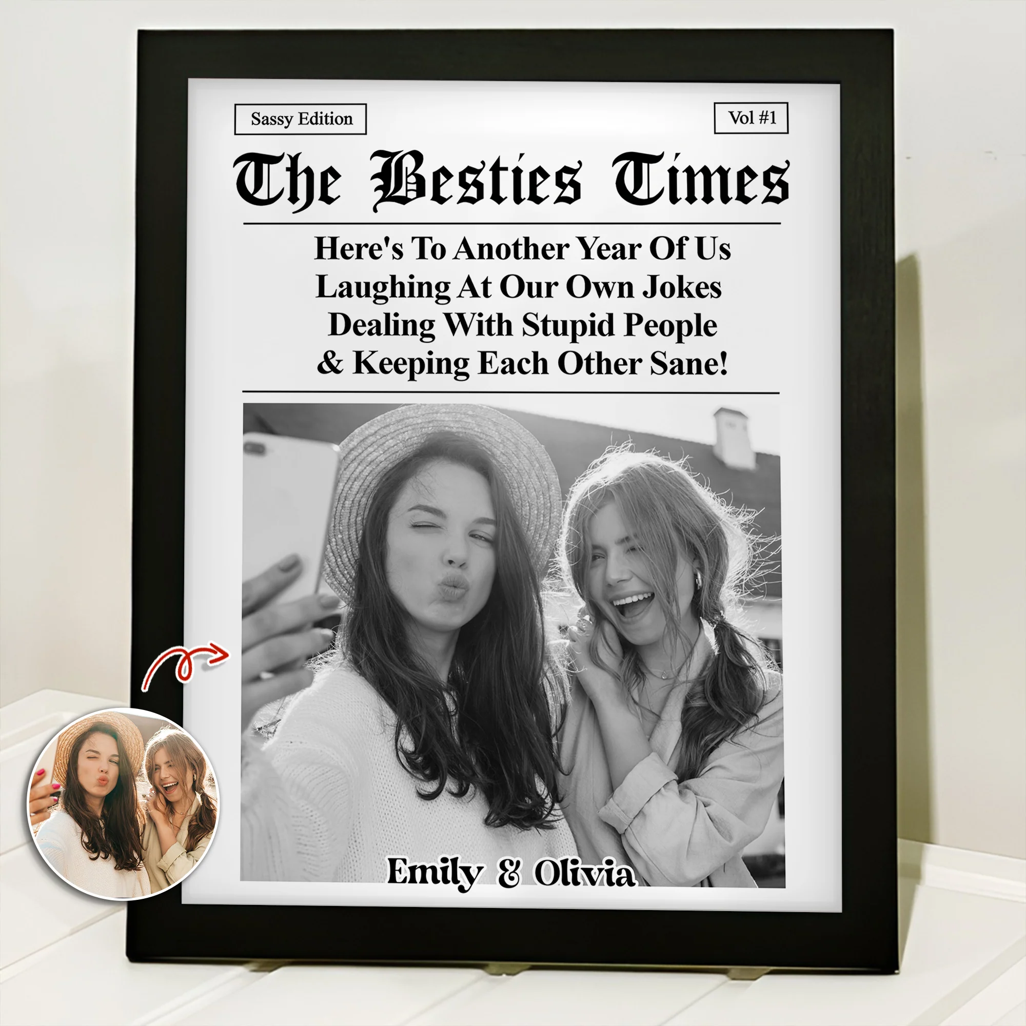 Custom Photo Bestie Time Here's To Another Year Of Us Newspaper Picture Frame LM32 895437 - Image 5