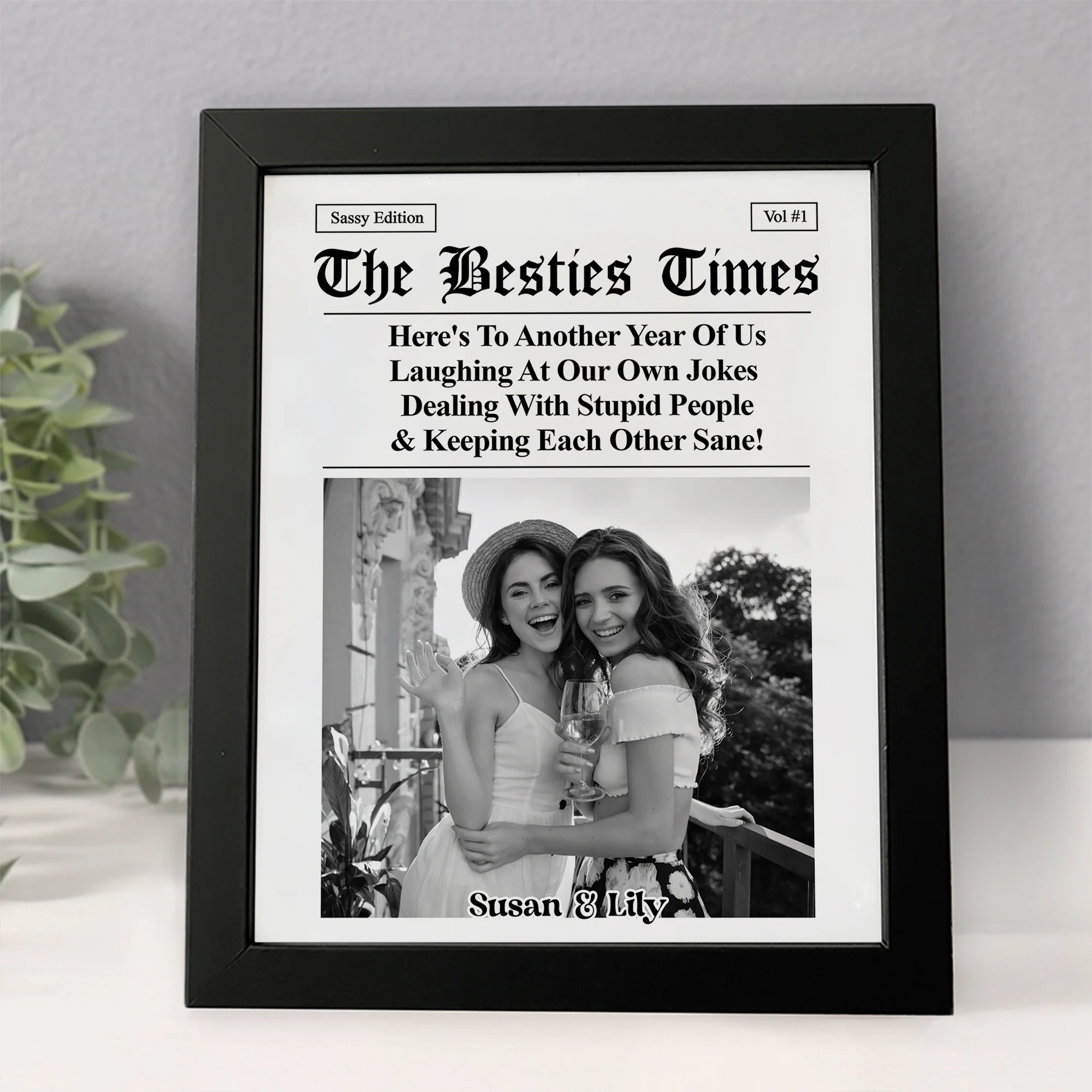 Custom Photo Bestie Time Here's To Another Year Of Us Newspaper Picture Frame LM32 895437 - Image 7
