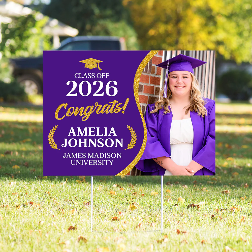 Custom Photo Congrats Class Of 2026 Glitter Graduation Yard Sign Party LM32 899439 - Image 3