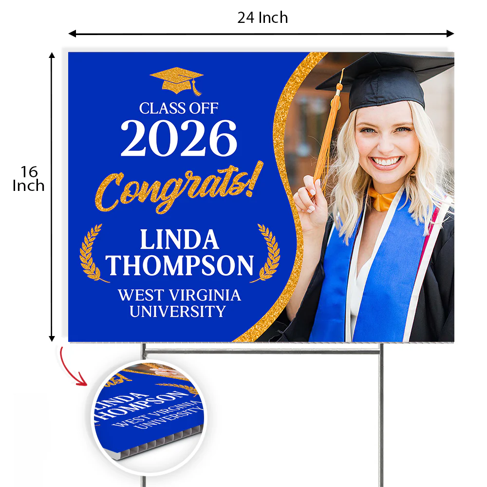 Custom Photo Congrats Class Of 2026 Glitter Graduation Yard Sign Party LM32 899439 - Image 7