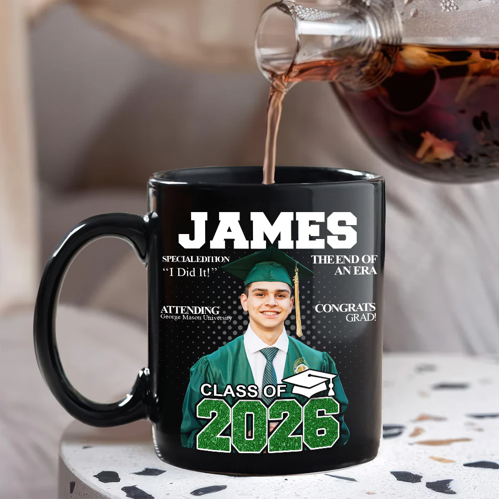 Custom Photo Congrats Class Of 2026 Magazine Graduation Gift Black Mug LM32 899367 - Image 4