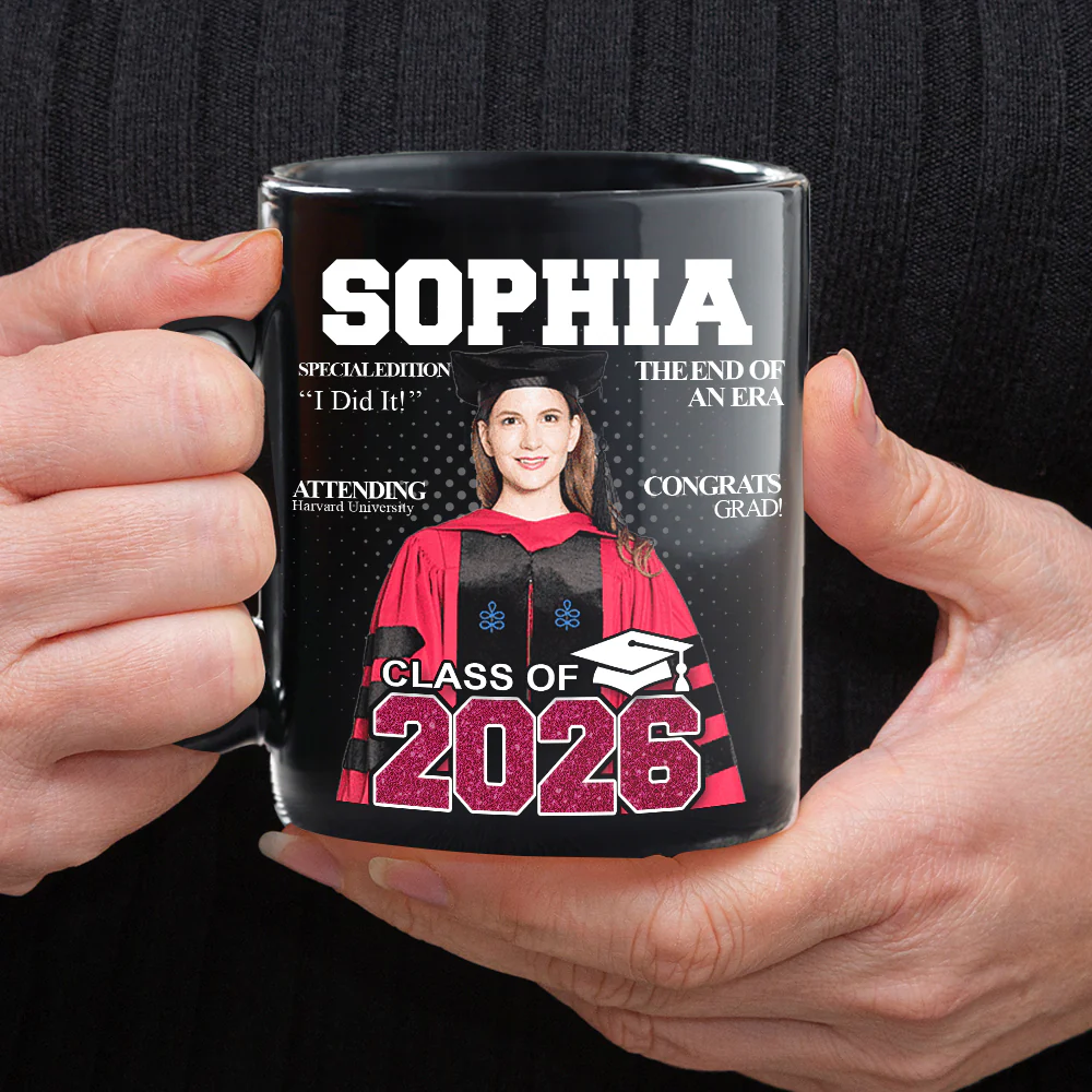 Custom Photo Congrats Class Of 2026 Magazine Graduation Gift Black Mug LM32 899367 - Image 6