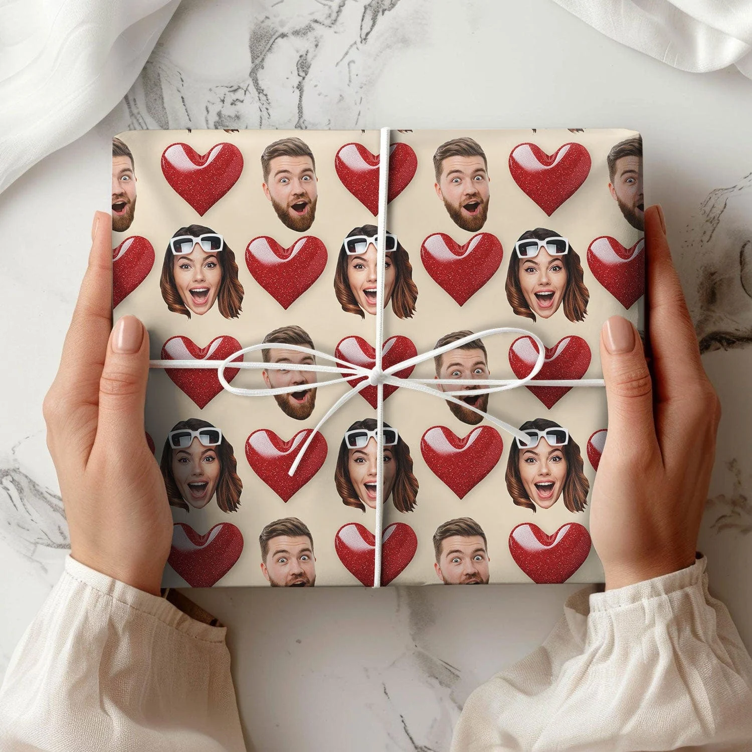Custom Photo Couple Heart Loving Wrapping Paper LM32 891991