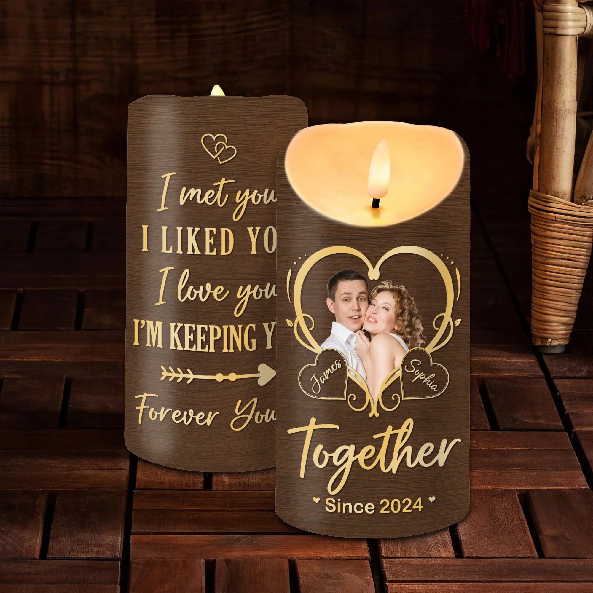 Custom Photo Couple Love Is A Journey Best Traveled Together LED Candle LM32 891985 - Image 4