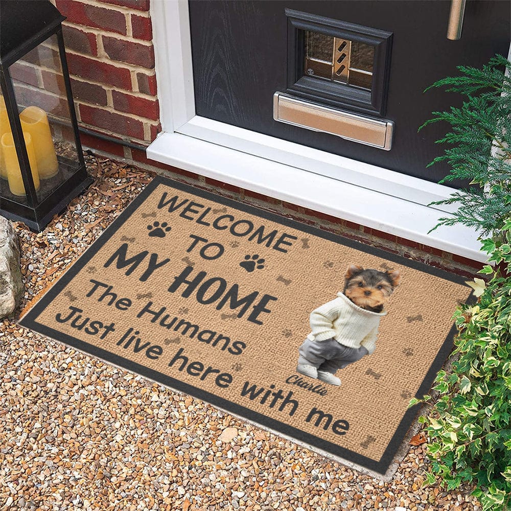 Custom Photo Cute Dog The Humans Just Live Here With Us Doormat LM32 893075 - Image 3