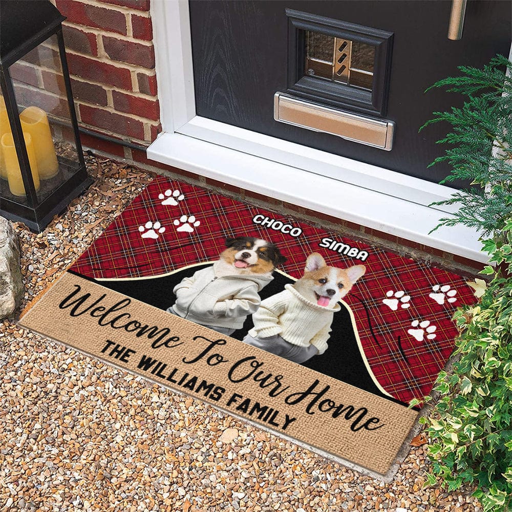 Custom Photo Cute Dog Cat Welcome To Our Home Doormat LM32 893065 - Image 3