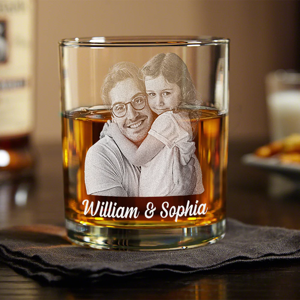 Custom Photo Daddy Having Us Is The Only Gift You Need Whiskey Glass LM32 893549 - Image 2