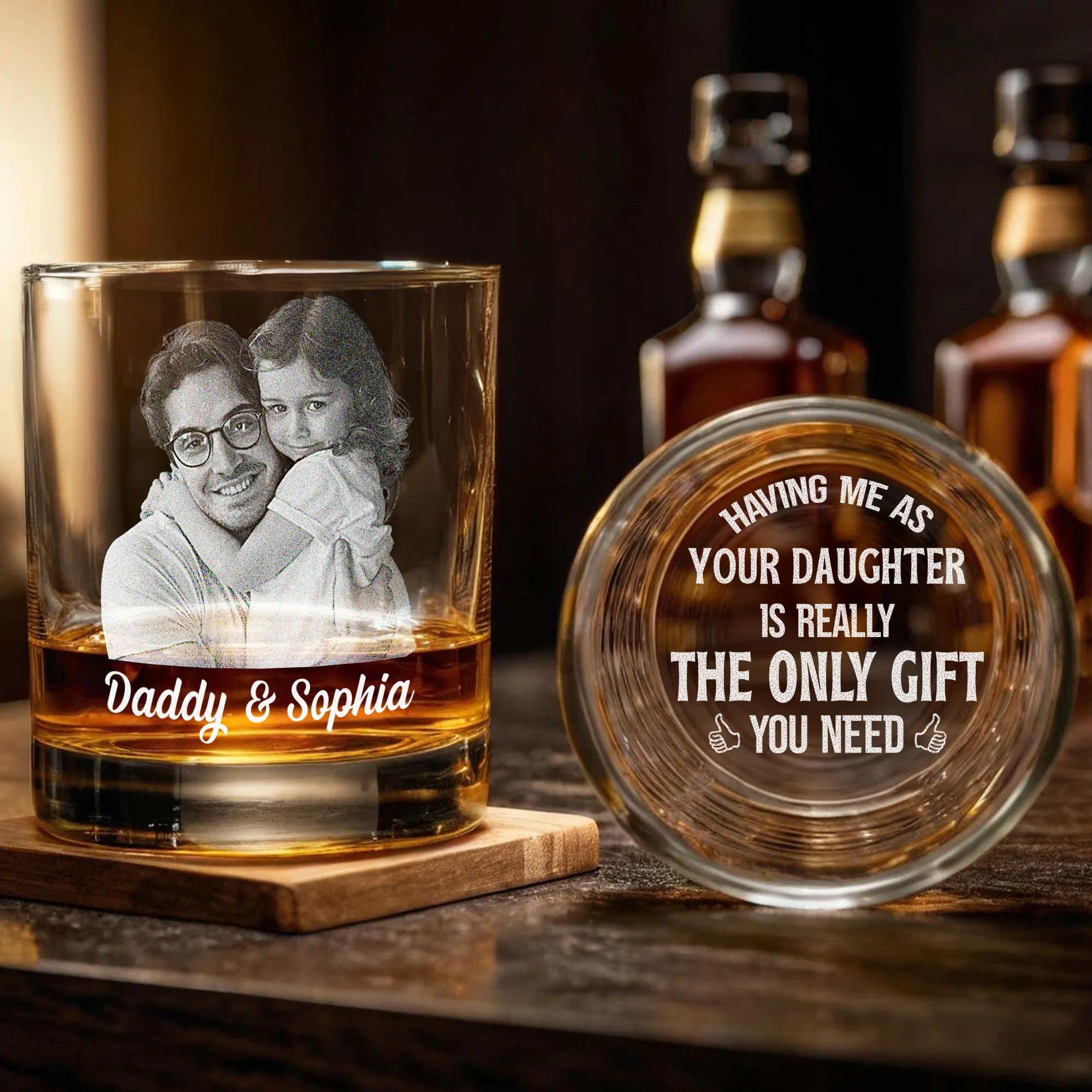 Custom Photo Daddy Having Us Is The Only Gift You Need Whiskey Glass LM32 893549 - Image 3