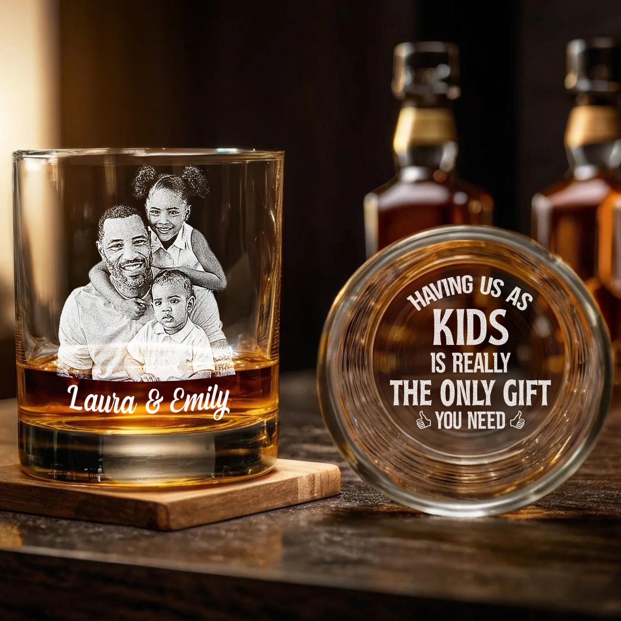 Custom Photo Daddy Having Us Is The Only Gift You Need Whiskey Glass LM32 893549 - Image 5
