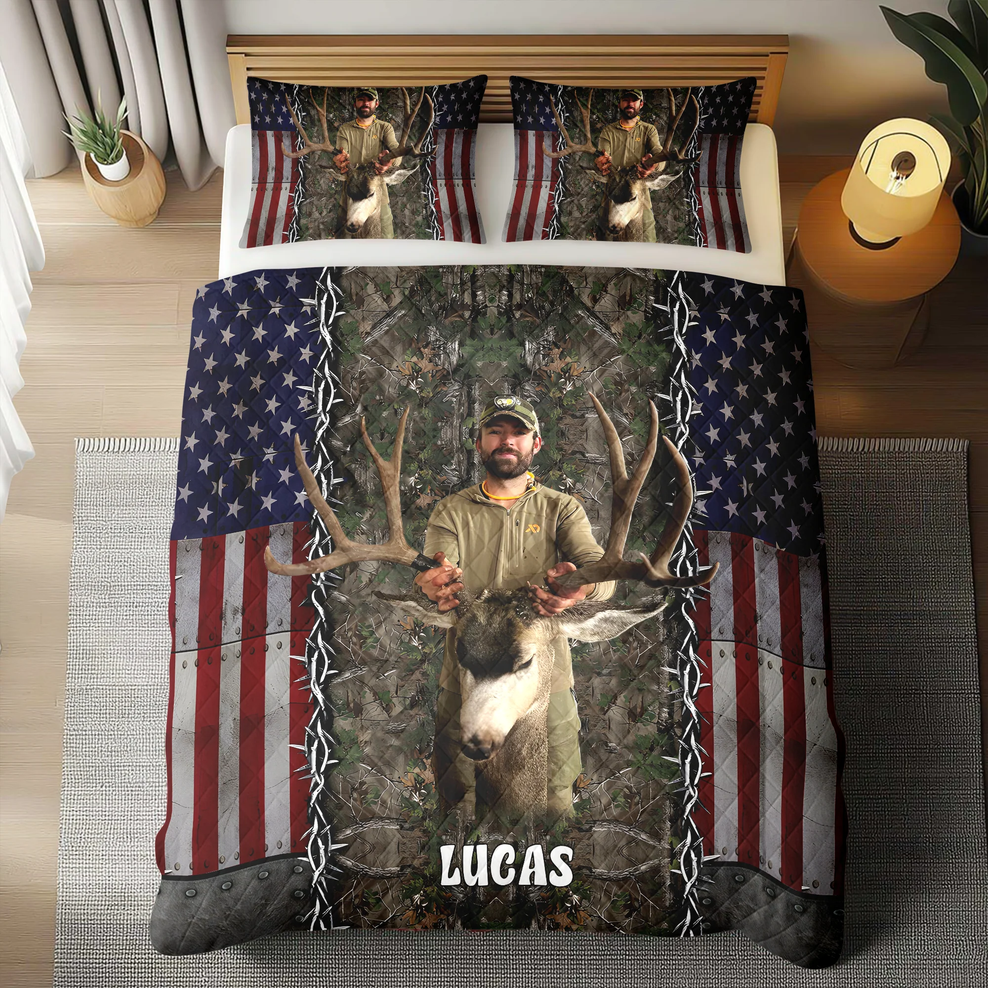Custom Photo Deer Hunting Quilt Bedding Set For Hunting Lovers LM32 897287 - Image 3