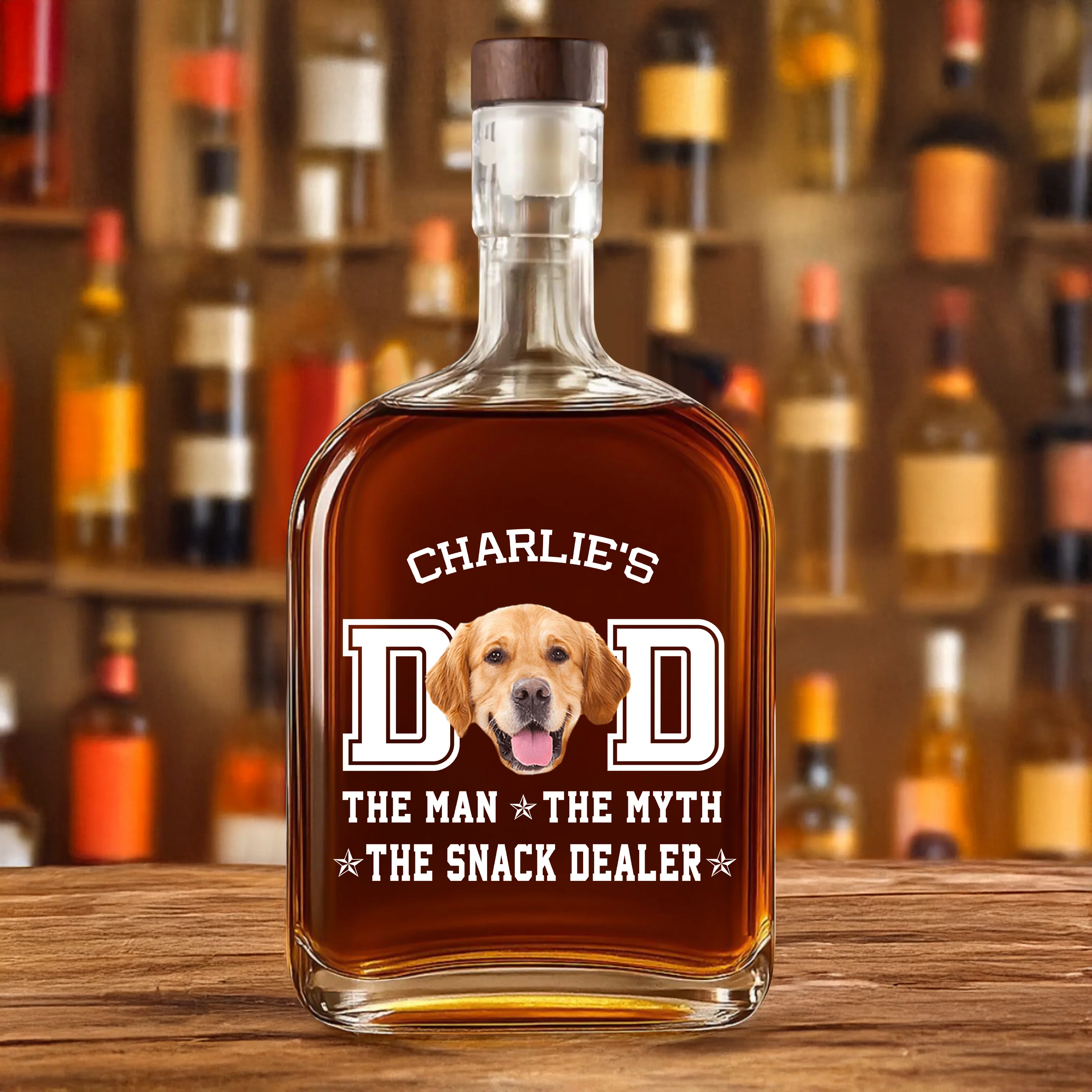 Custom Photo Dog Dad The Man The Myth The Snack Dealer Whiskey Bottle LM32 893597 - Image 2