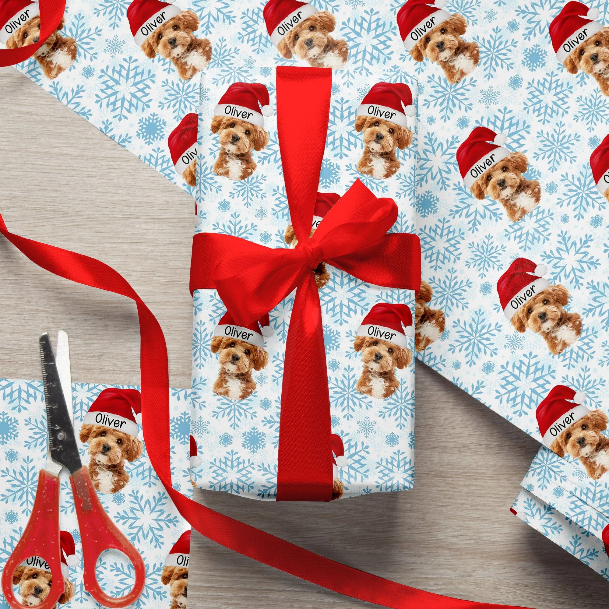 Custom Photo Dog Christmas Cute Wrapping Paper For Dog Lovers LM32 891969 - Image 2