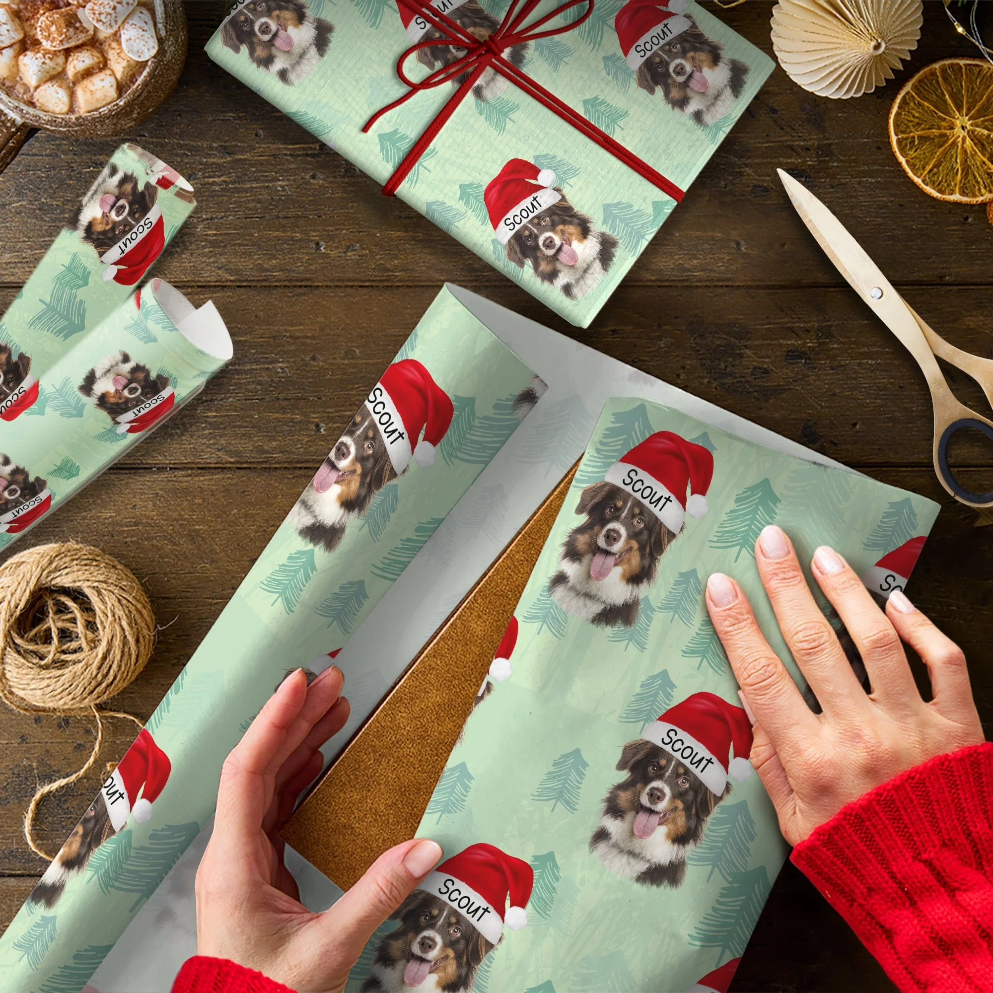 Custom Photo Dog Christmas Cute Wrapping Paper For Dog Lovers LM32 891969 - Image 4