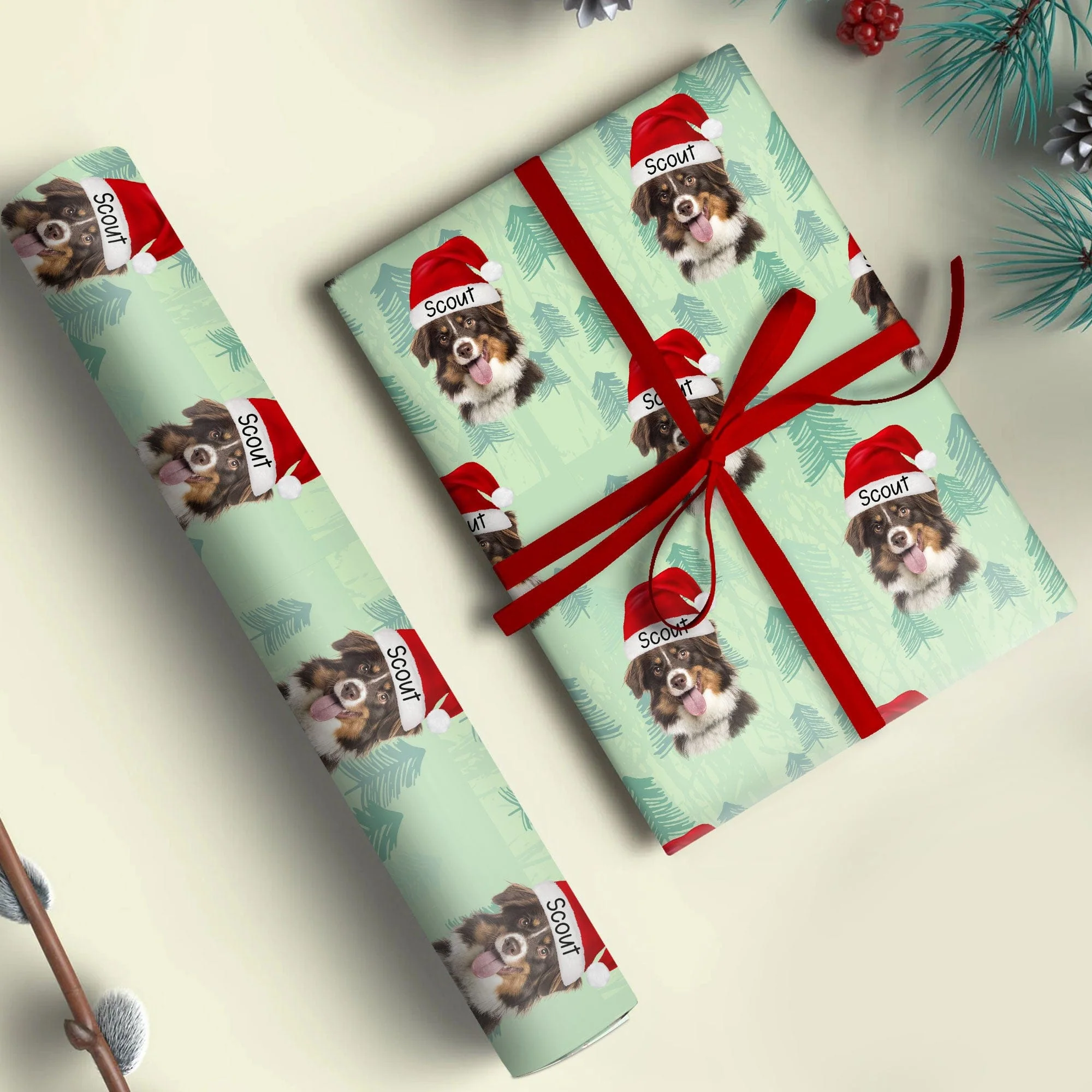 Custom Photo Dog Christmas Cute Wrapping Paper For Dog Lovers LM32 891969 - Image 7