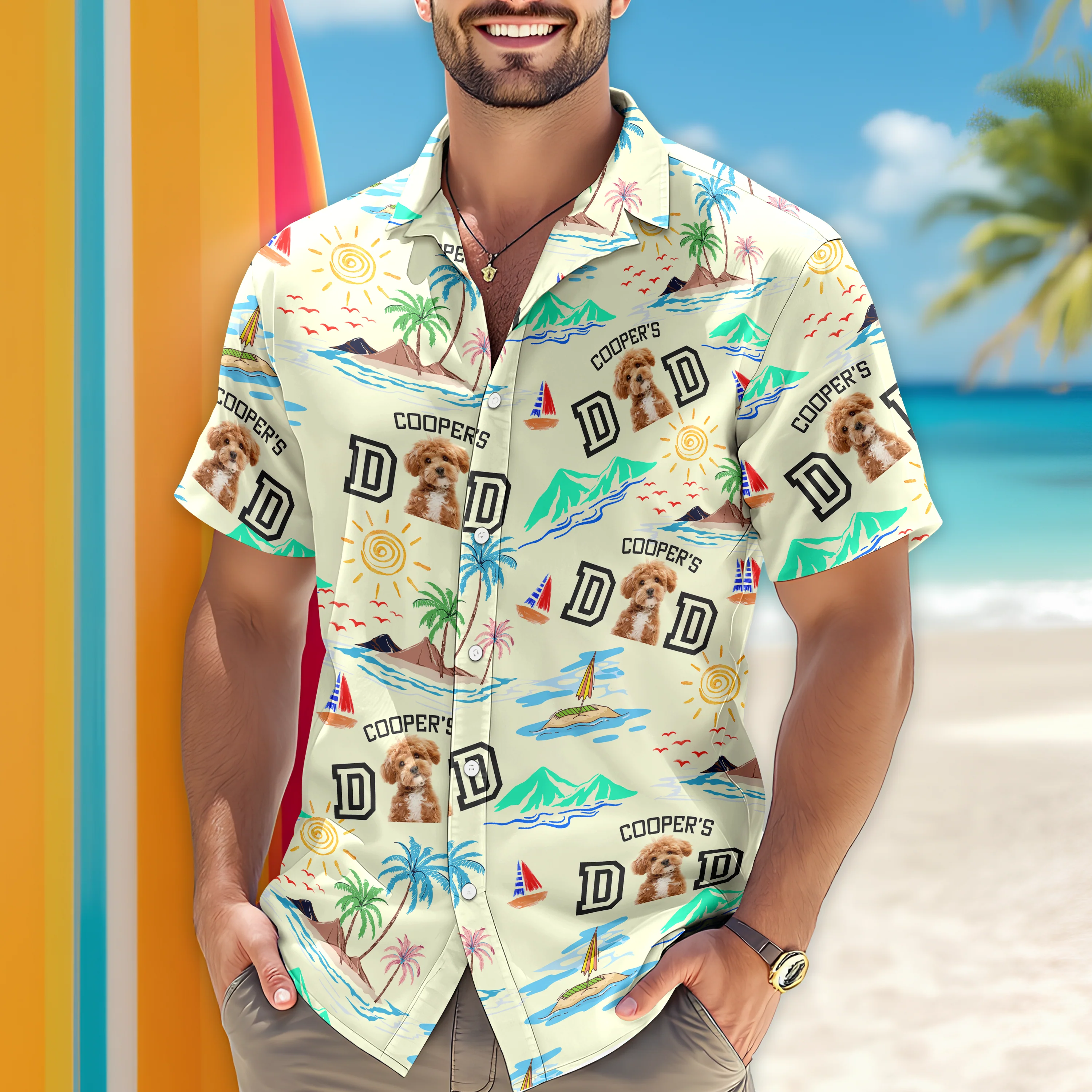 Custom Photo Dog Dad Stance Beach Hawaii Shirt LM32 893707 - Image 6