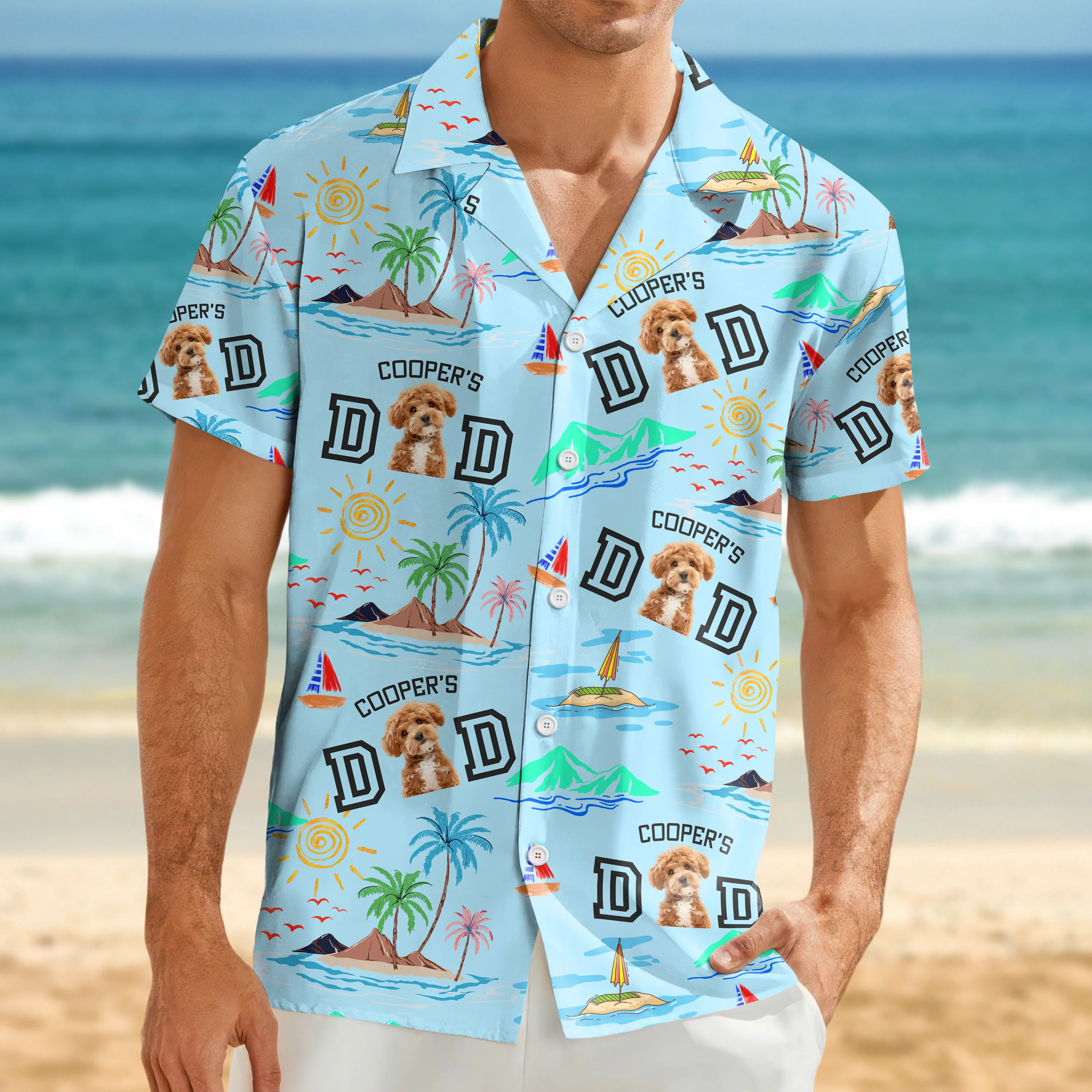 Custom Photo Dog Dad Stance Beach Hawaii Shirt LM32 893707 - Image 8