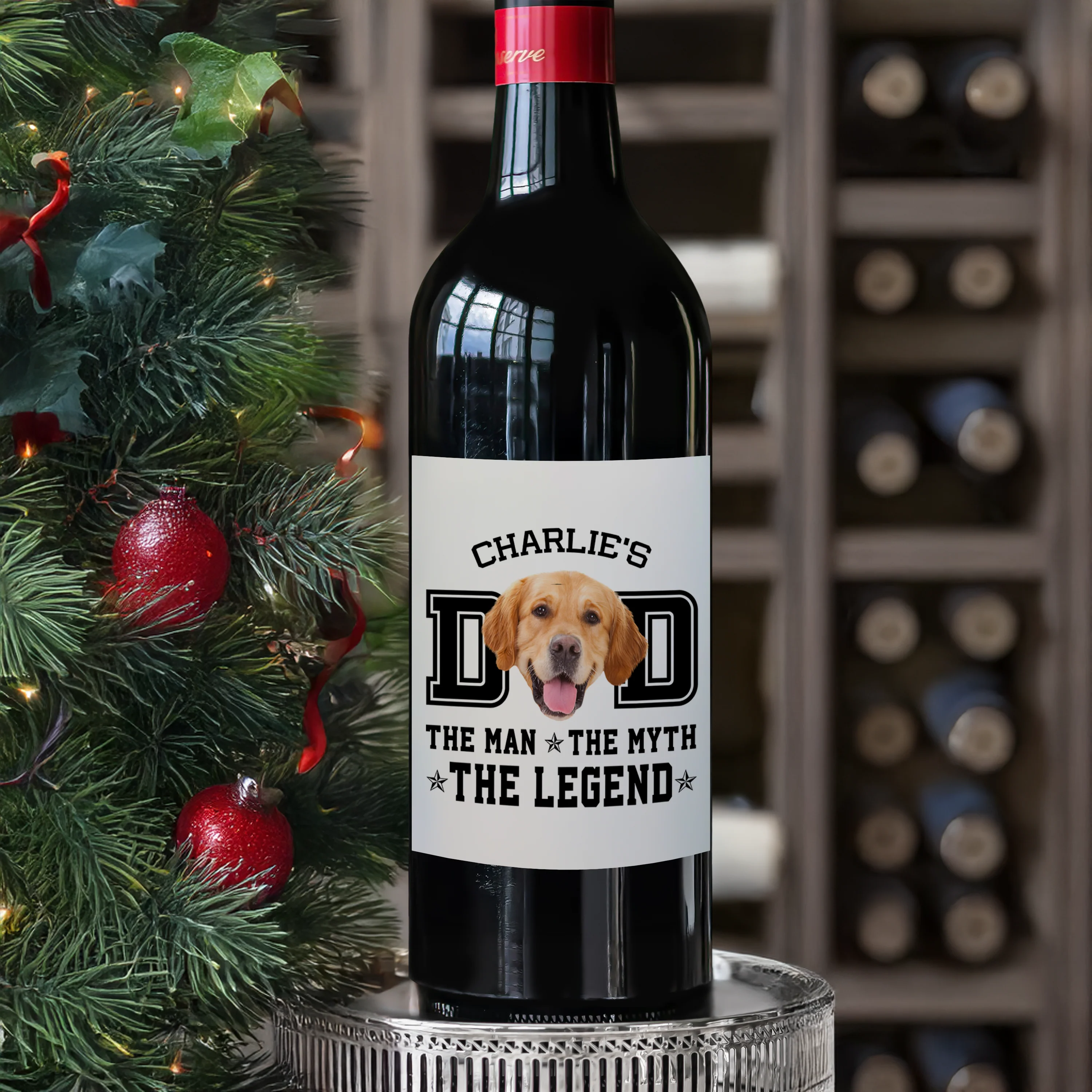 Custom Photo Dog Dad The Man The Myth The Snack Dealer Wine Label LM32 893887 - Image 4