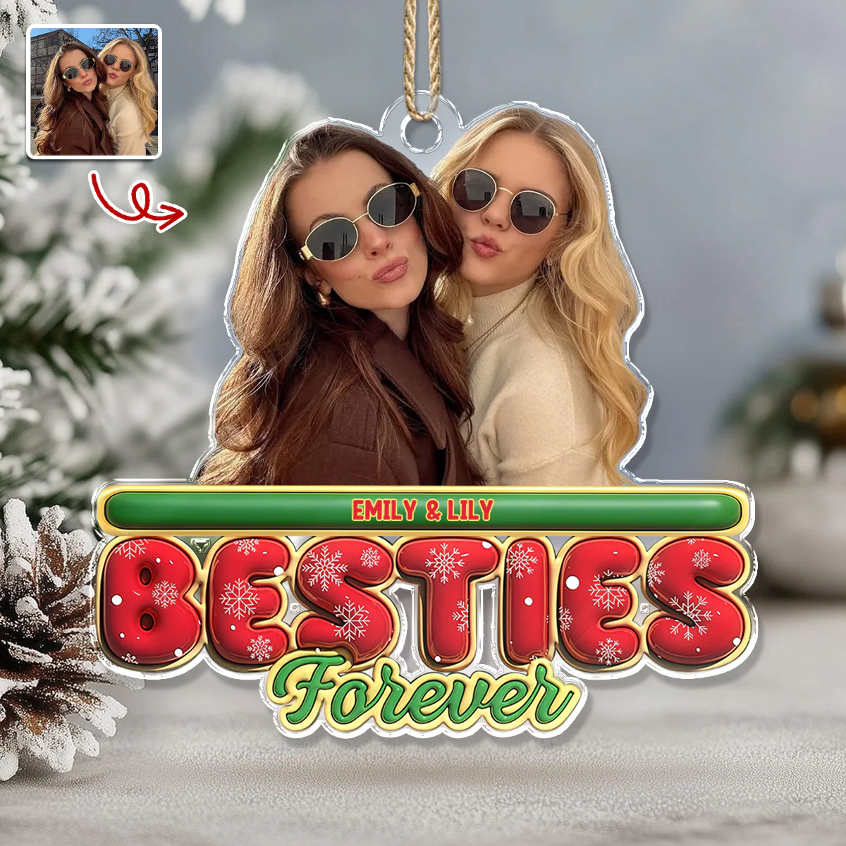 Custom Photo Family Forever 3D Effect Christmas Acrylic Ornament LM32 895941 - Image 3