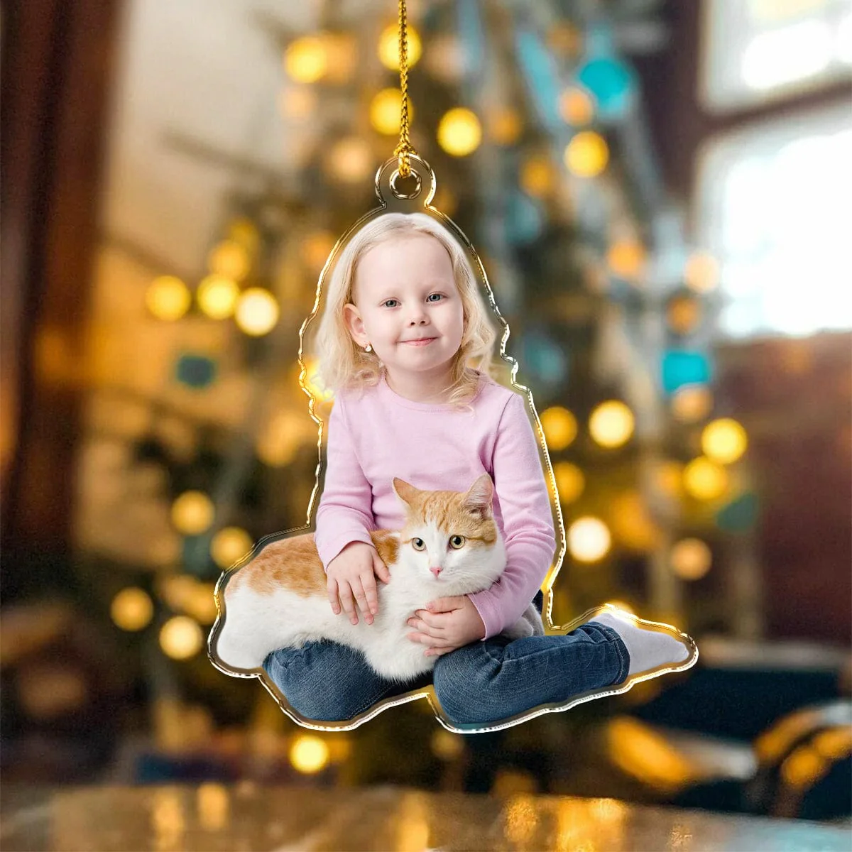 Custom Photo Family With Dogs, Cats Pet Acrylic Ornament HA75 891867 - Image 3