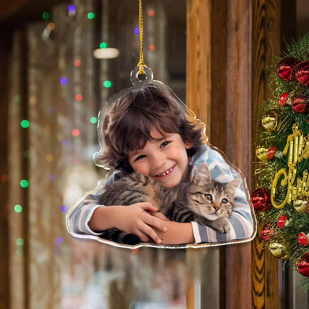 Custom Photo Family With Dogs, Cats Pet Acrylic Ornament HA75 891867 - Image 4