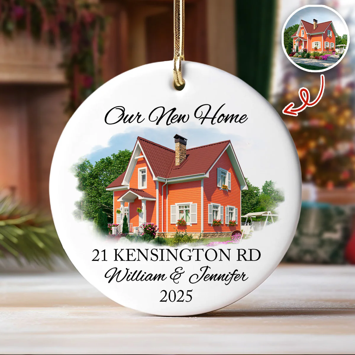 Custom Photo First Christmas At New Home Ceramic Ornament LM32 895599 - Image 3