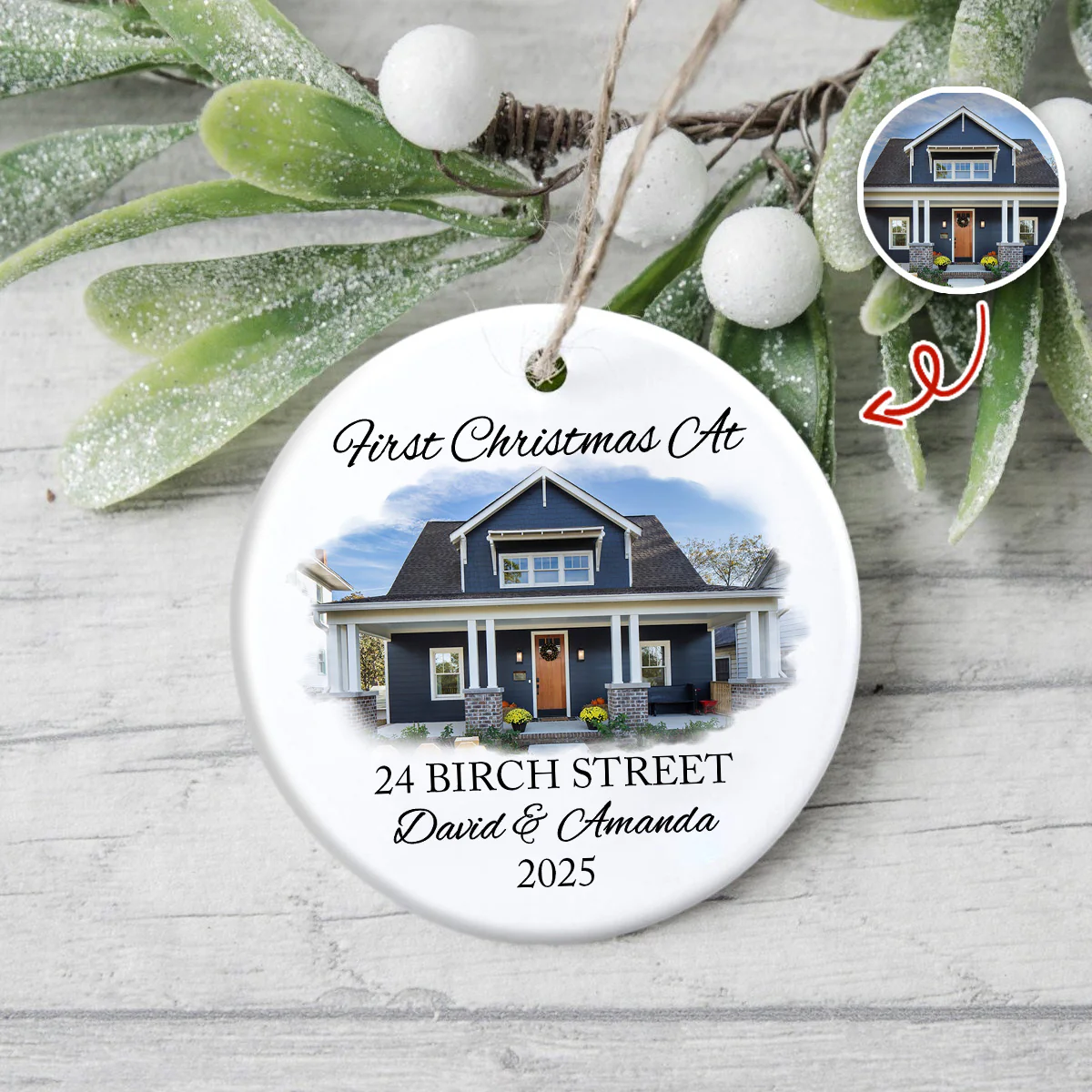 Custom Photo First Christmas At New Home Ceramic Ornament LM32 895599 - Image 4